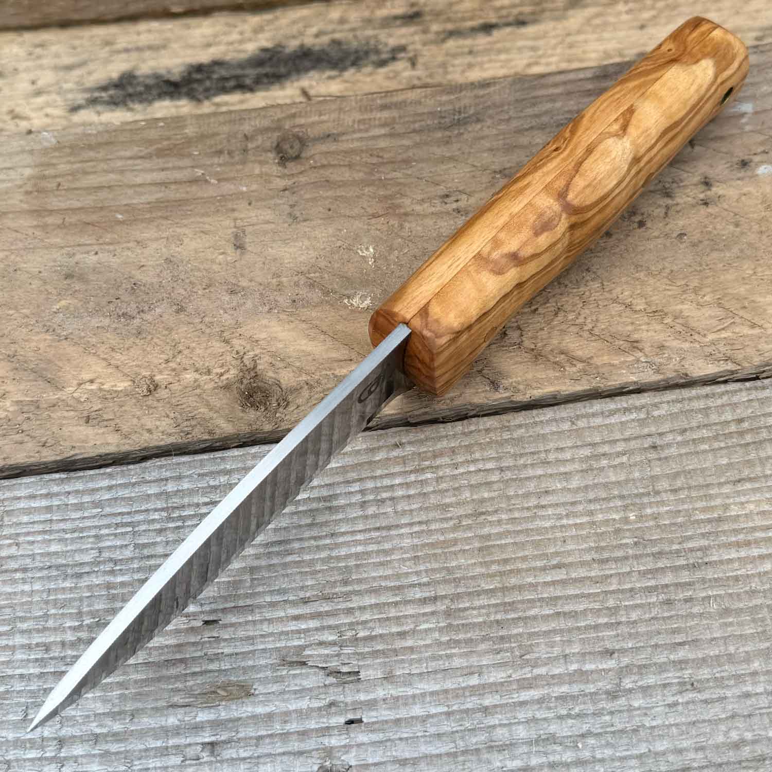 Herbertz CJH Outdoormesser – Mit feststehender D2-Stahlklinge & Olivenholzgriff – Detailansicht