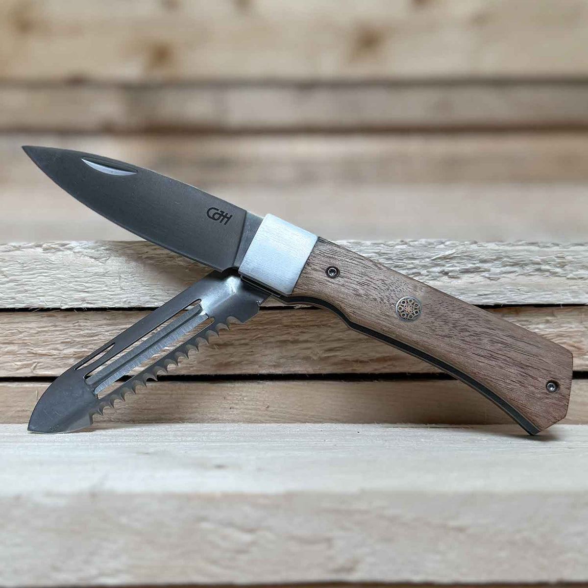 Herbertz CJH Outdoor Kochmesser – Mit Gemüseschäler und Fischschupper