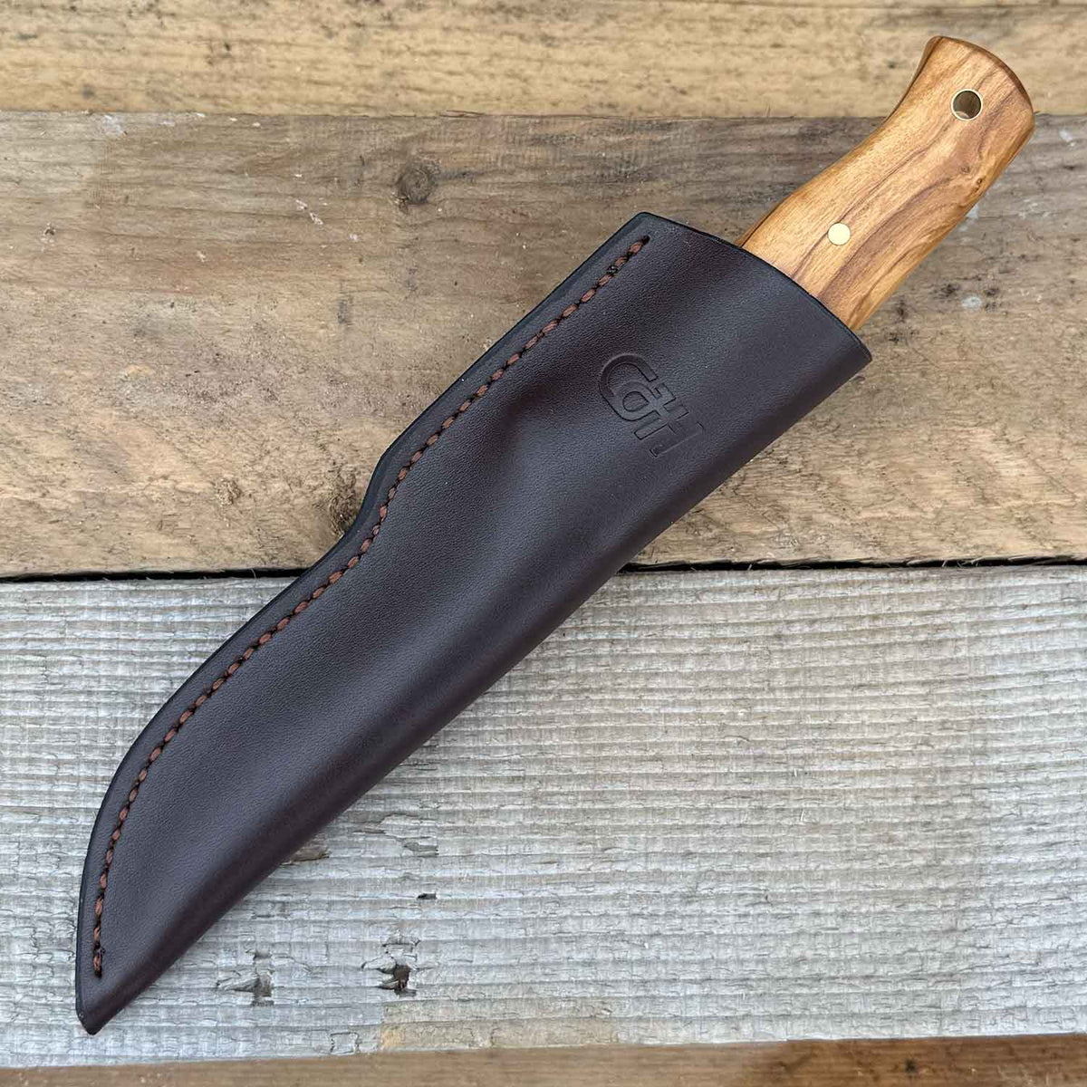Herbertz CJH Outdoormesser – Mit feststehender D2-Stahlklinge & Olivenholzgriff – Detailansicht