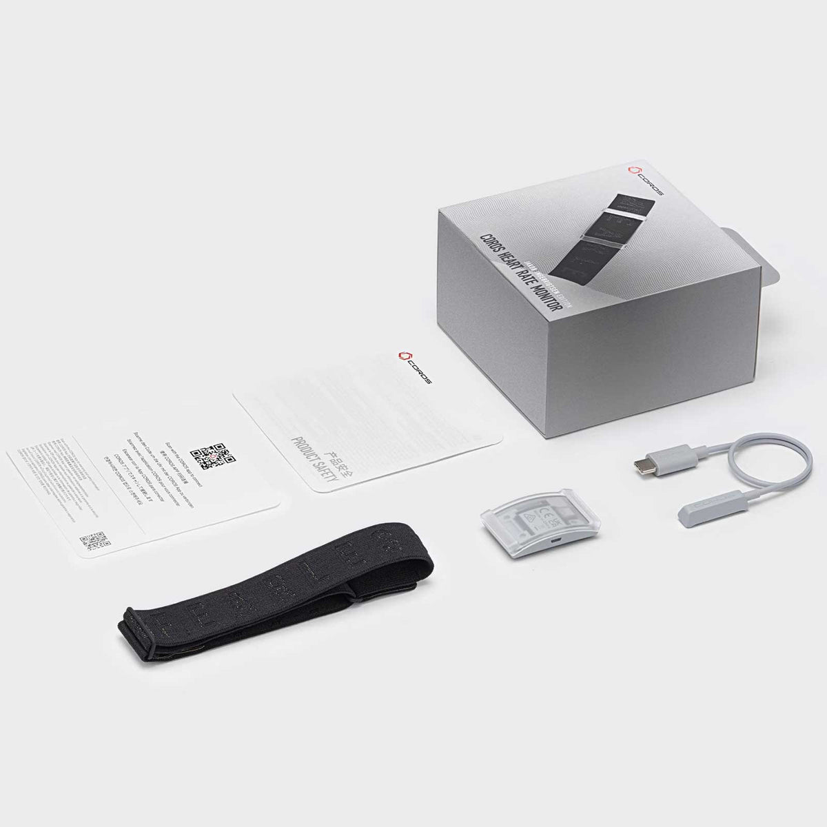Coros Heart Rate Monitor – Herzfrequenzmesser mit Armband, 4 Farben – Lieferumfang und Zubehör / Messeransicht