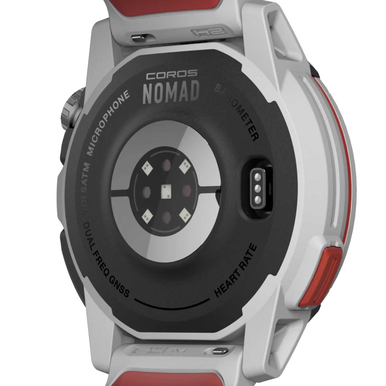 Coros Nomad ash - grau, Sportuhr - Ansicht von hinten & unten