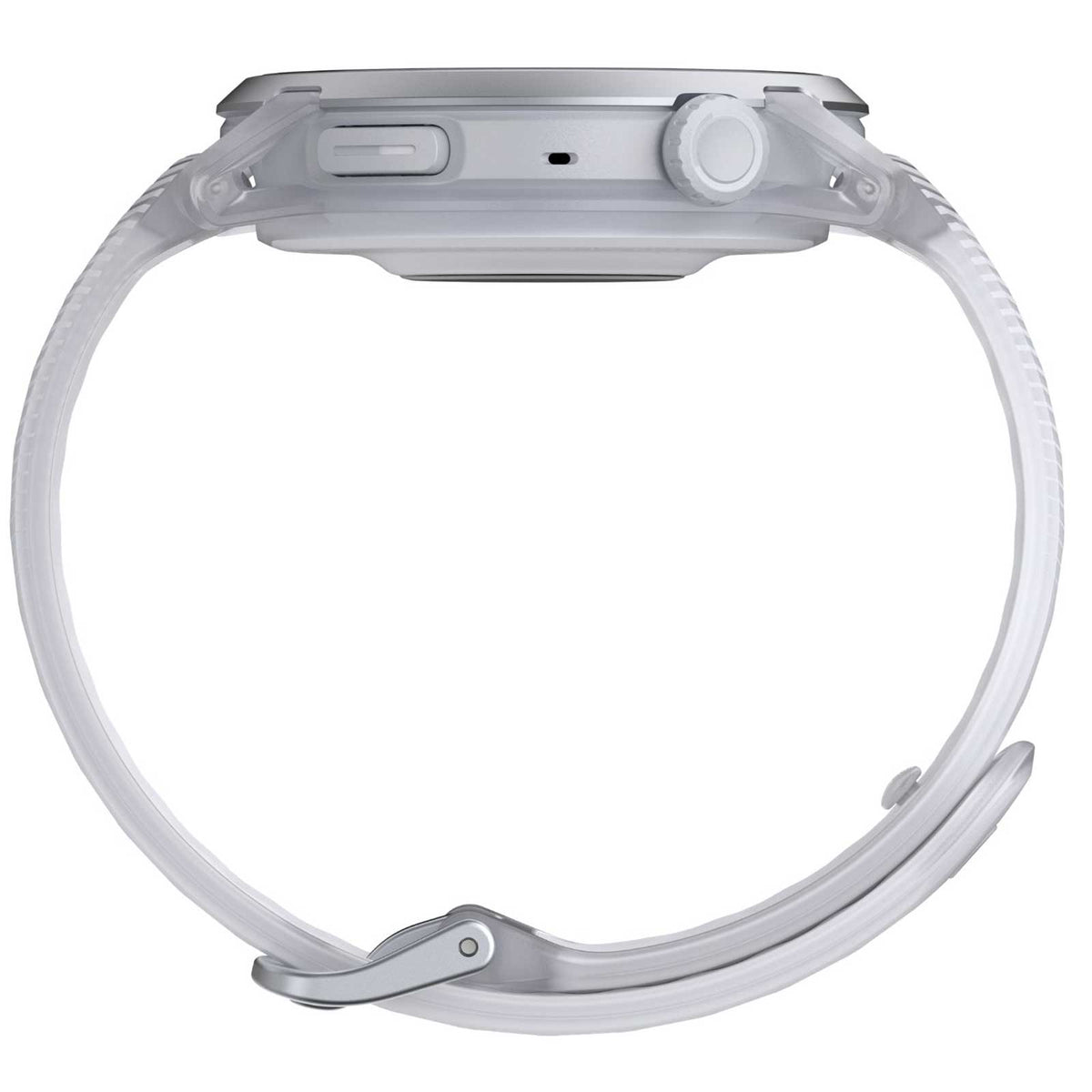 Coros PACE 4 GPS-Sportuhr - Premium mit Aluminiumgehäuse & Silikonband in weiß - Ansicht seitlich Lünette