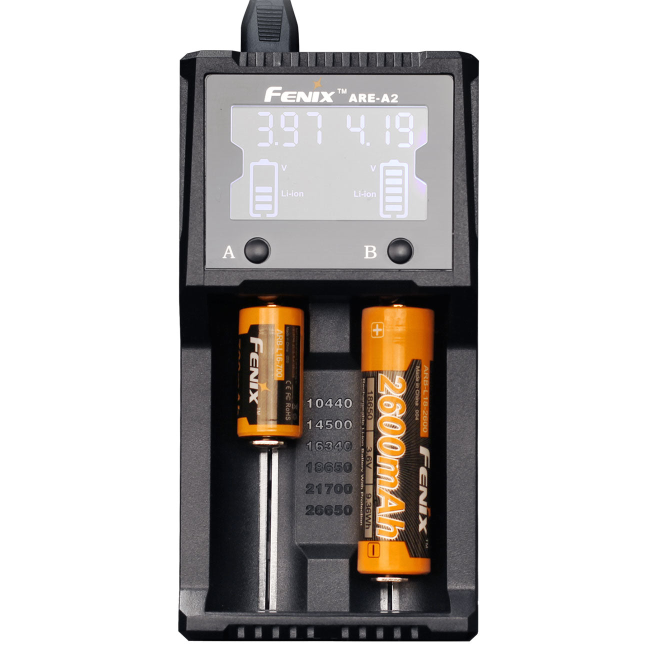 Fenix ARE-A digitales Ladegerät 230V für Li-Ion & Ni-MH Akkus – Detailansicht