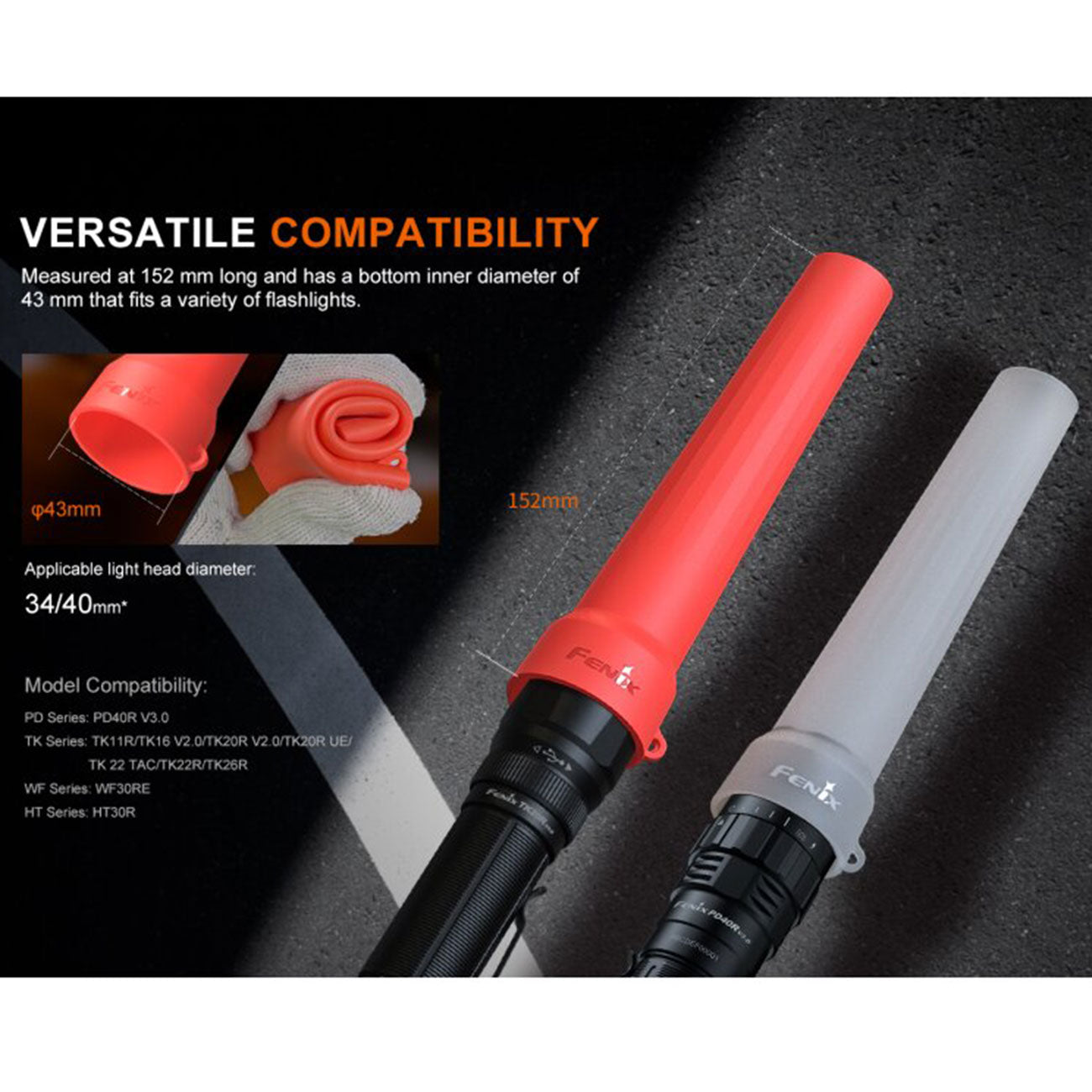 Fenix AOT-04 Traffic Wand Verkehrsleitstab Warnaufsatz Diffusor Rot & Weiß – Detailansicht