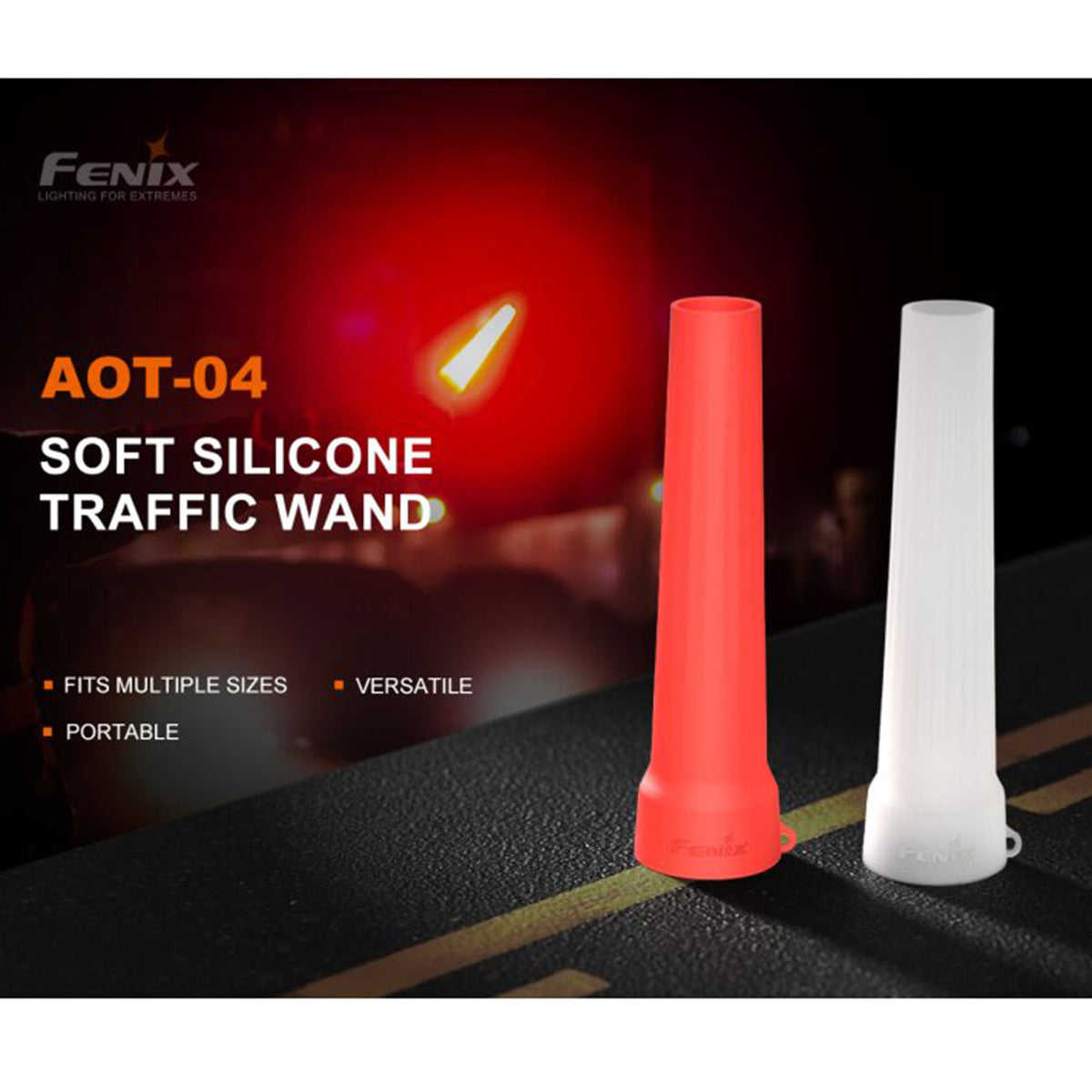 Fenix AOT-04 Traffic Wand Verkehrsleitstab Warnaufsatz Diffusor Rot & Weiß