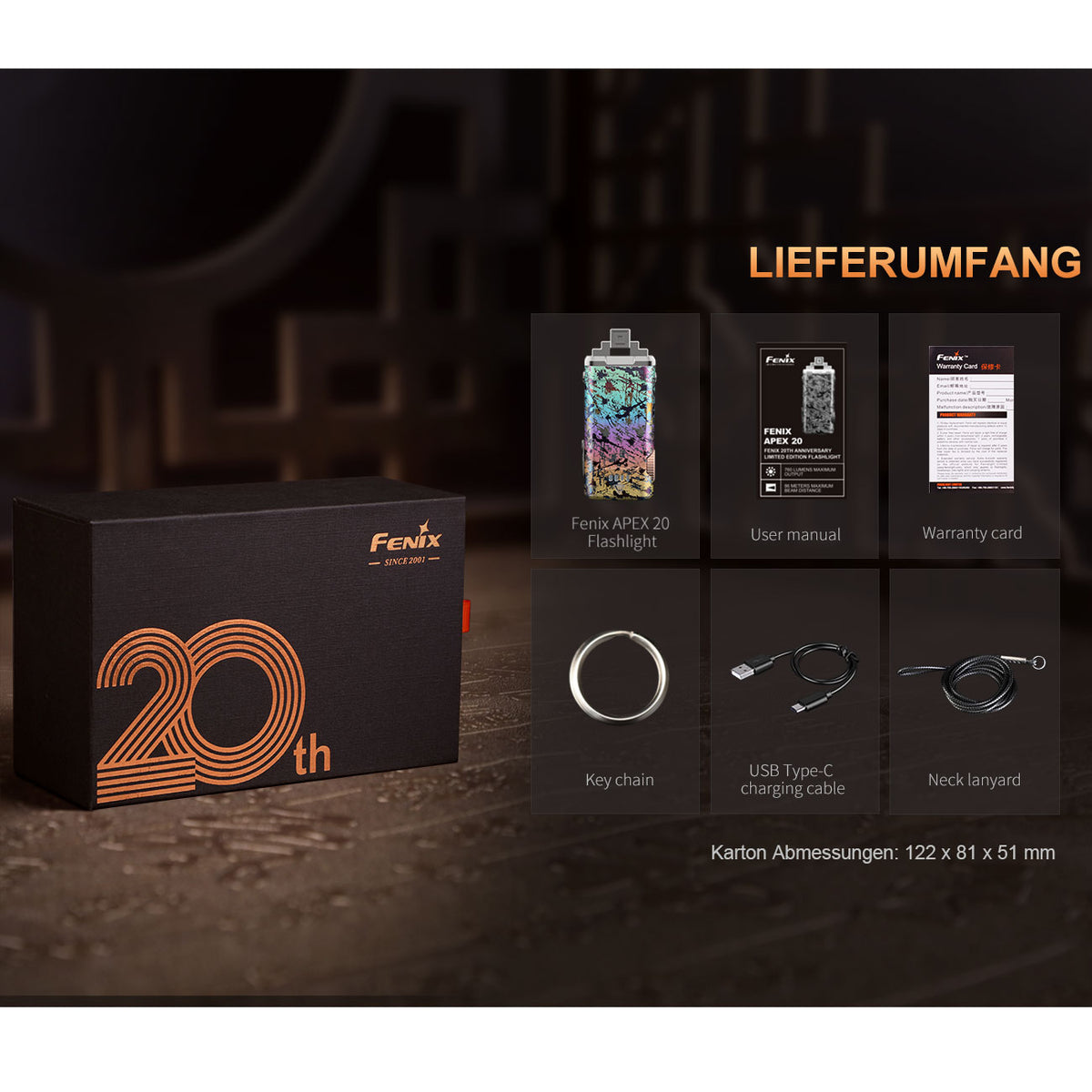 Fenix APEX 20 LED Schlüsselbundleuchte Limitierte Edition – Detailansicht