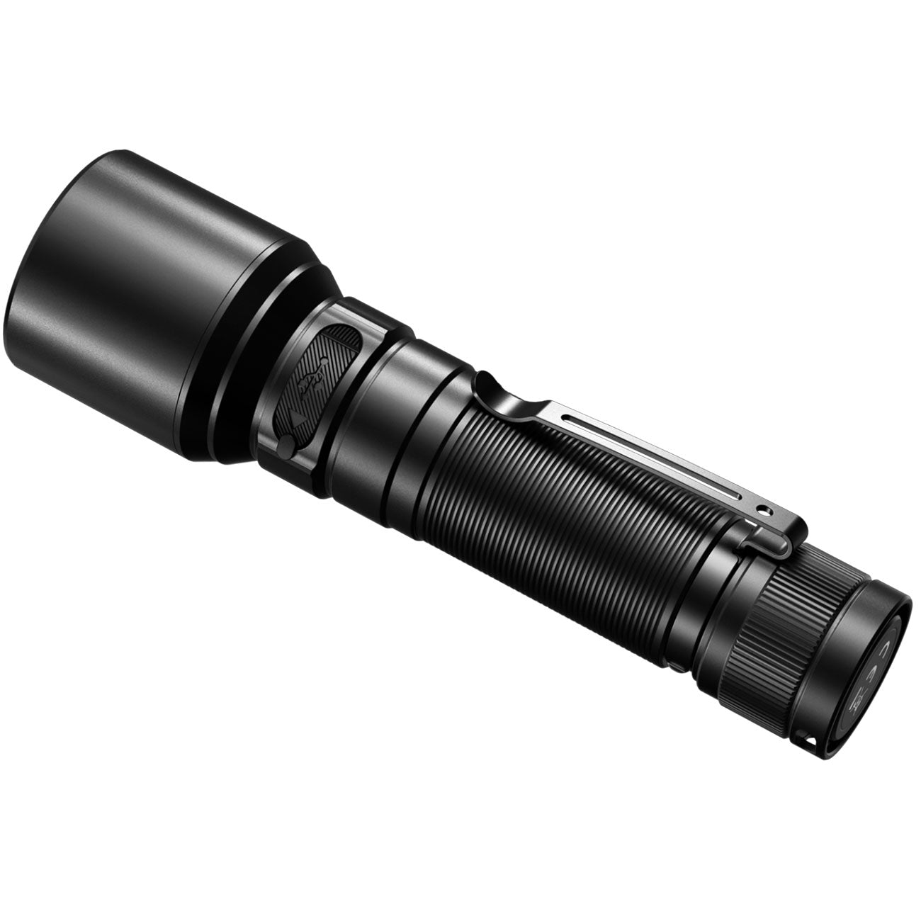Fenix C7 LED Taschenlampe 3000 Lumen, 470m Leuchtweite, USB-C, Akku, Seitenschalter – Detailansicht
