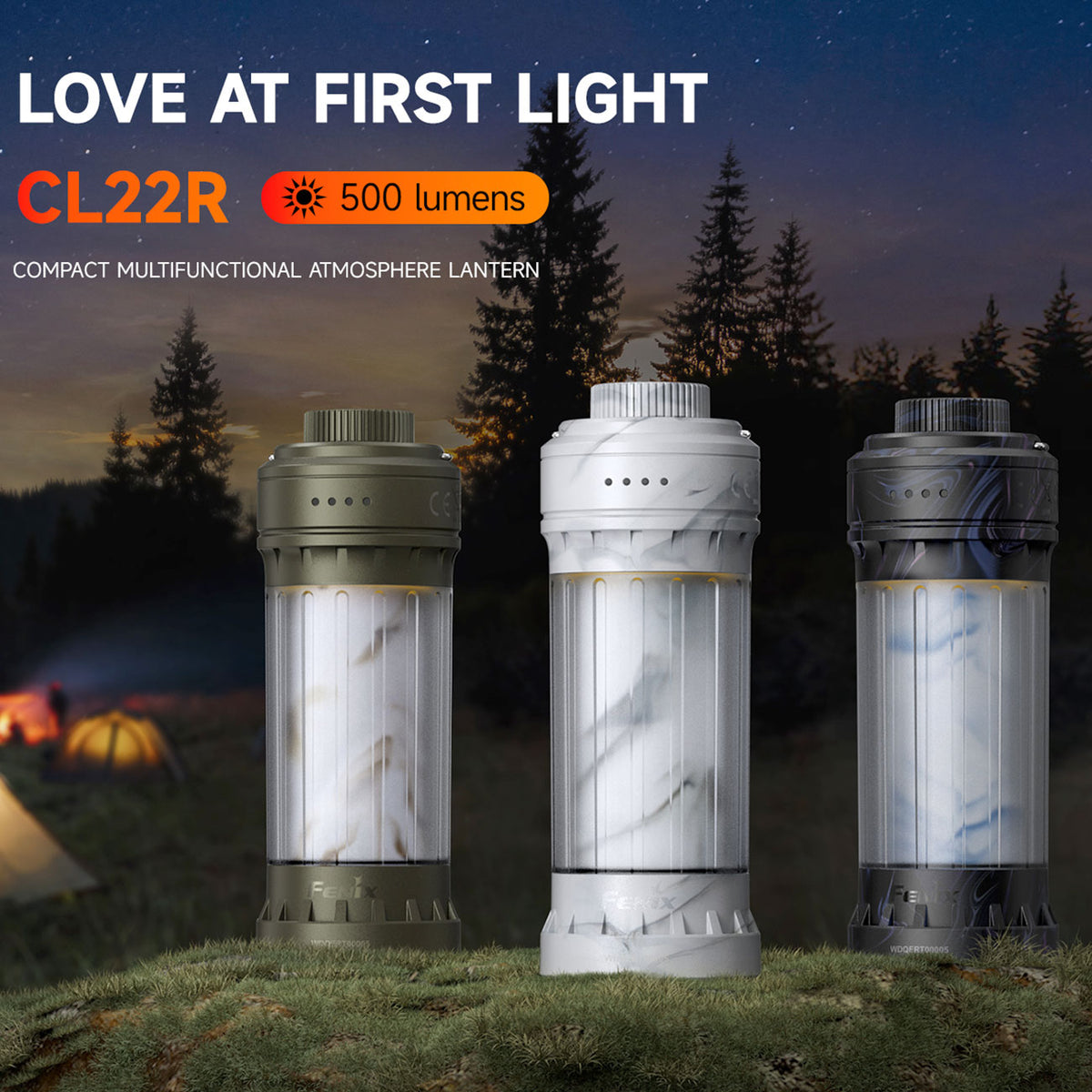 Fenix CL22R – 360° Campingleuchte mit Downlight und RGB-Licht, 500 lm, Akku, USB-C, Farbe weiß – Outdoor-Einsatz