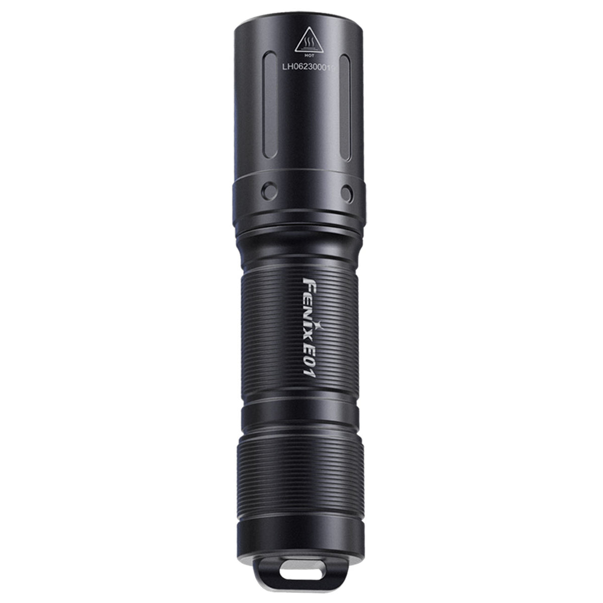 Fenix E01 V2.0 LED Schlüsselbundleuchte, AAA Batterie, Akku, EDC, Einhandbedienung – Farbvariante schwarz, Größenvergleich in der Hand – Detailansicht 8