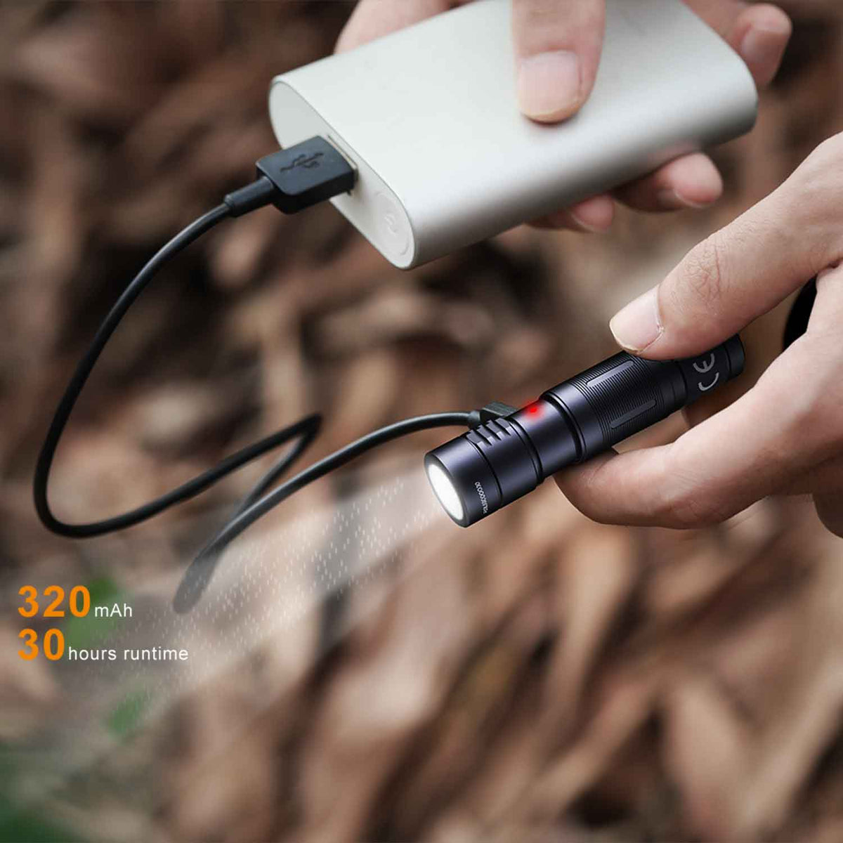 Fenix E05R - Mini LED Taschenlampe 400 Lumen mit USB-Ladefunktion - 3 Farben – Detailansicht