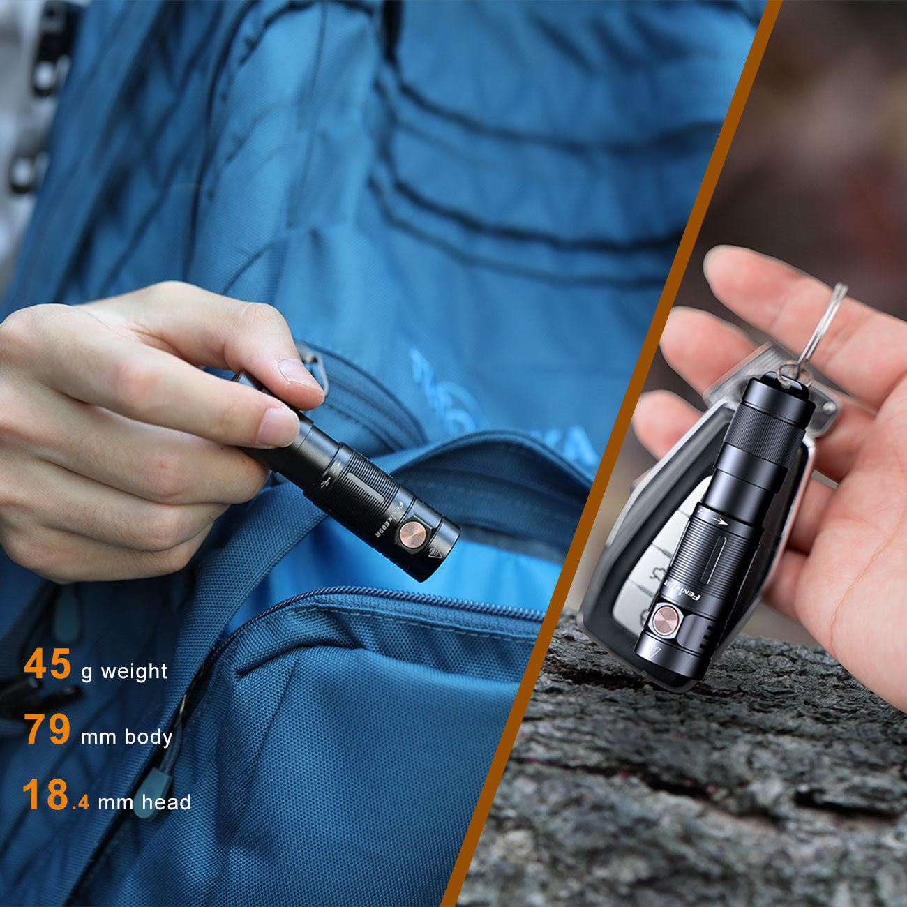 Fenix E09R Mini LED Taschenlampe 600 Lumen USB-C aufladbar – Detailansicht