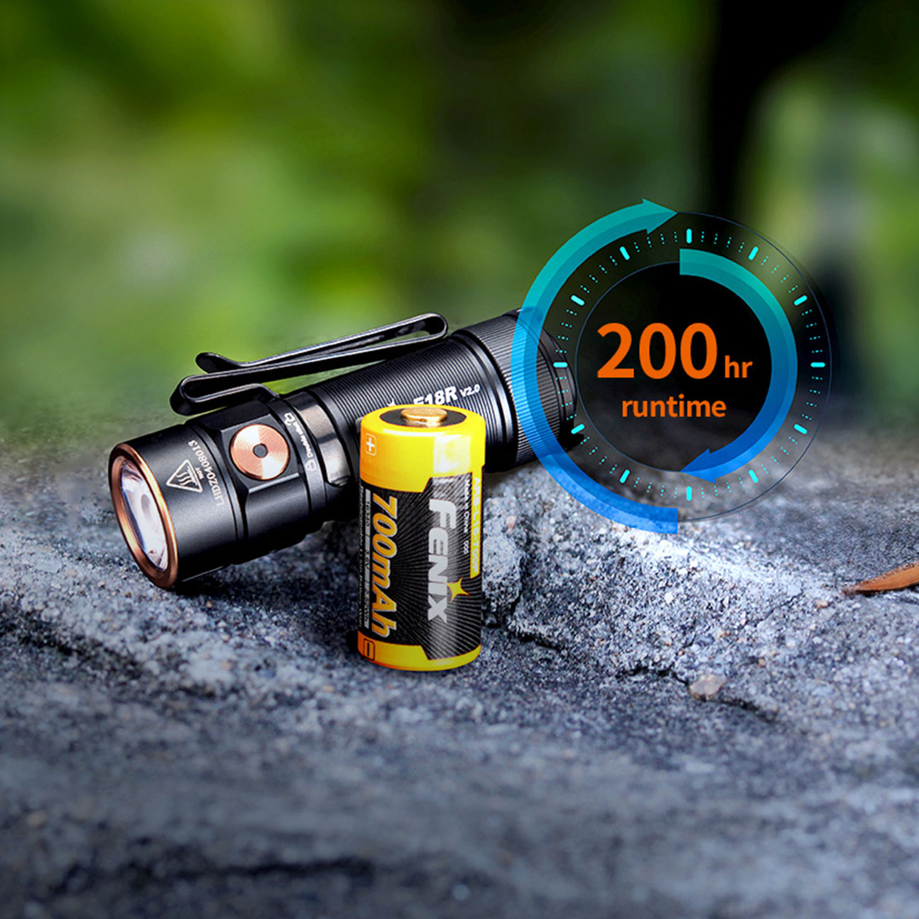 Fenix E18R V2.0 – kompakte EDC Taschenlampe mit 1200 lm, Akku, USB-C, Magnetfuß – Akku und Batteriefach