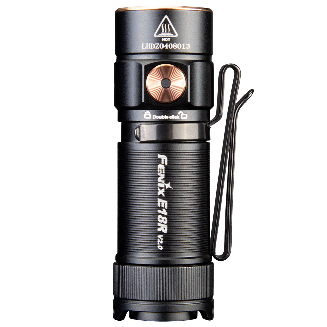 Fenix E18R V2.0 Special Edition Taschenlampe in Geschenkbox – Größenvergleich in der Hand