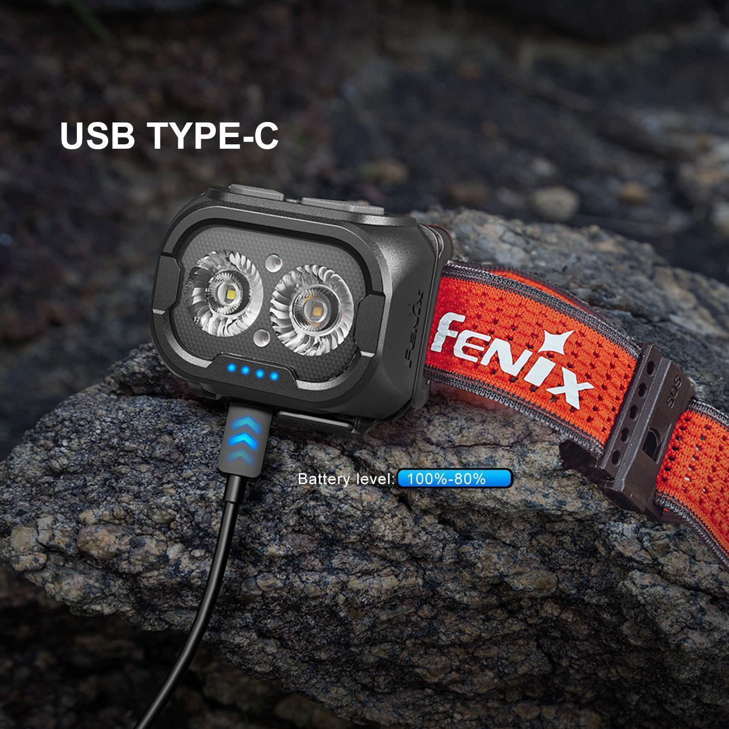 Fenix HL18R-T V2.0 – Trailrunning Stirnlampe mit 3 Lichtfarben, 800 Lumen, USB-C – USB-C Ladefunktion, Kopfband und Tragesystem