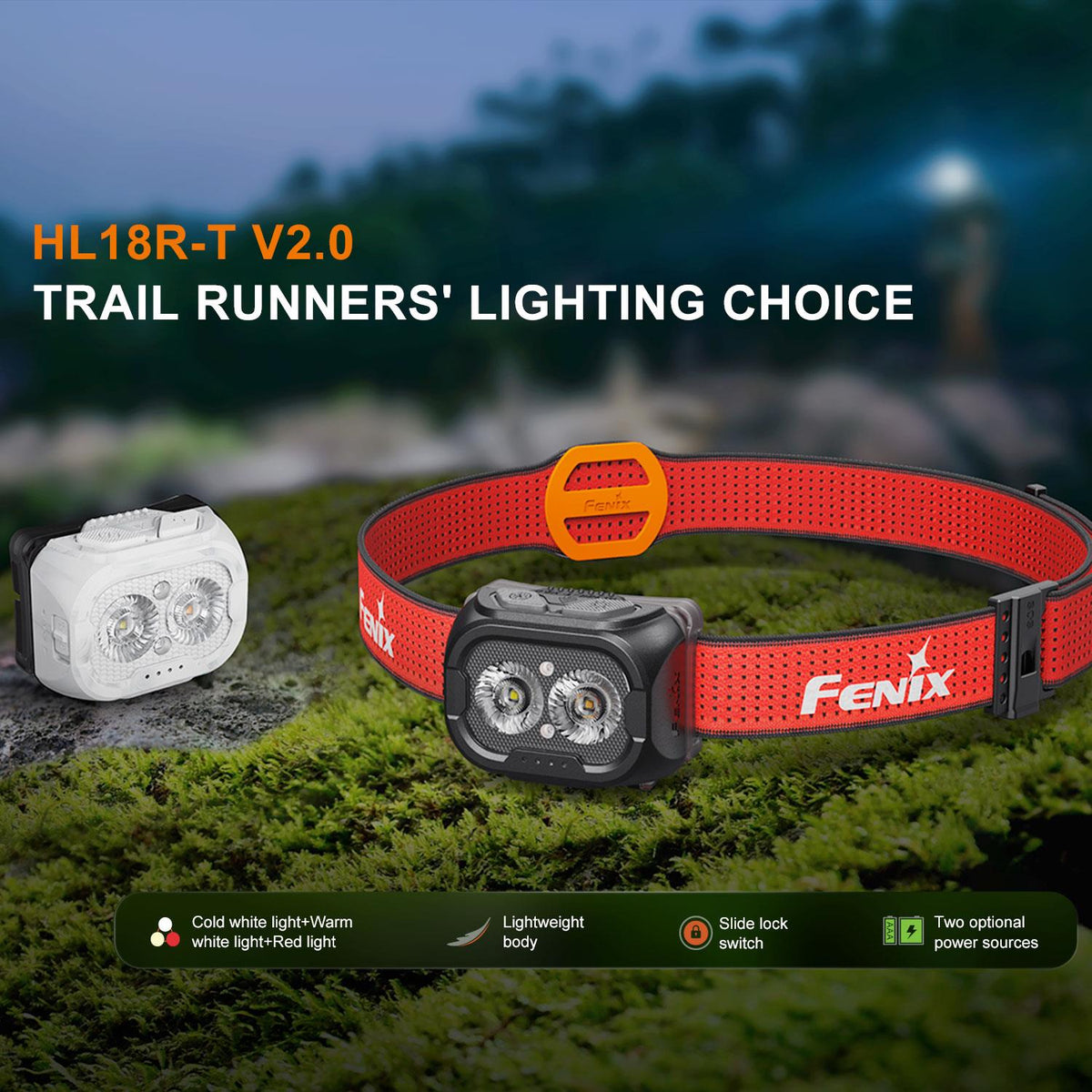 Fenix HL18R-T V2.0 – Trailrunning Stirnlampe mit 3 Lichtfarben, 800 Lumen, USB-C – Kopfband und Tragesystem – Detailansicht 8