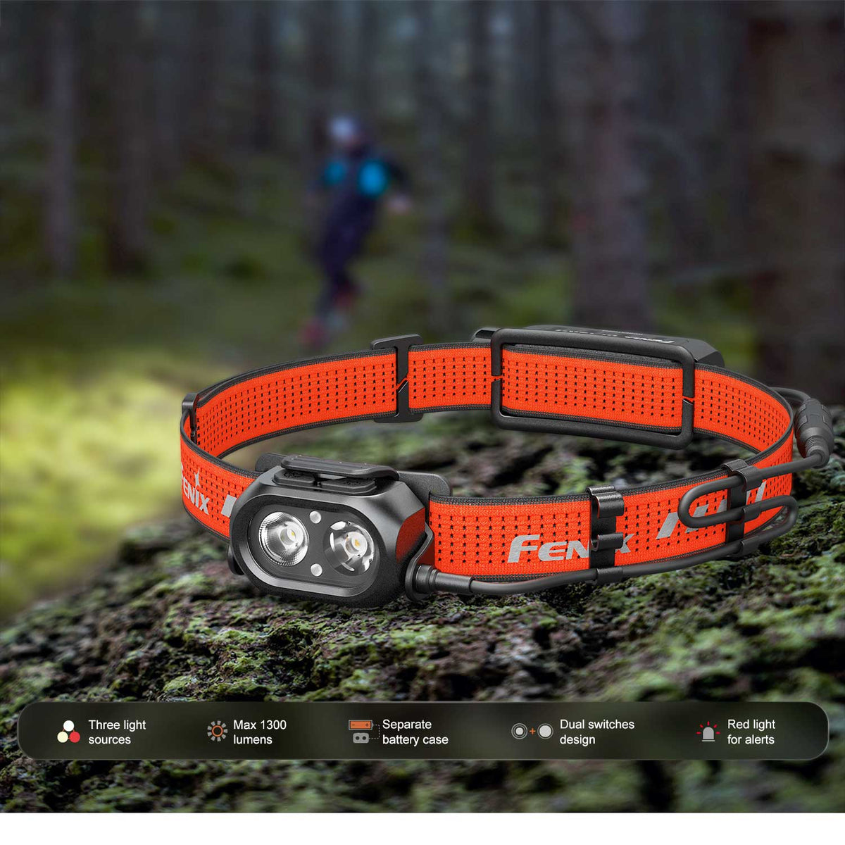 Fenix HP12R-T LED Stirnlampe für Trailrunning 1300 Lumen 18650 Akku USB-C – Detailansicht