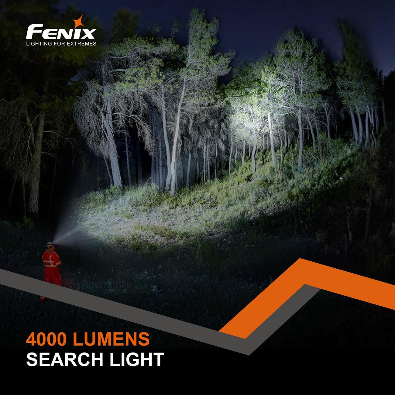 Fenix HP35R SAR – Stirnlampe mit Gummiband für Helme, 4000 lm, Spot- & Flutlicht – Kopfband und Tragesystem, Lichtbild und Leuchtleistung – Detailansicht 2
