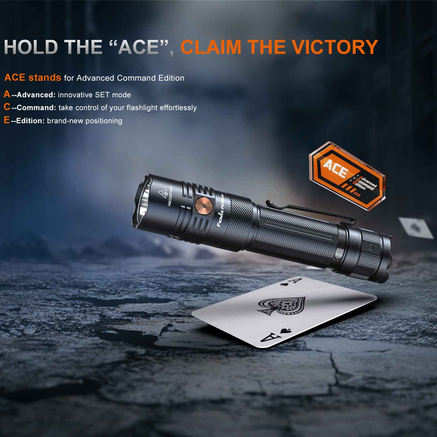 Fenix PD36R ACE – LED Taschenlampe 3000 Lumen, Akku & USB-C, SET-Modus – Detailansicht