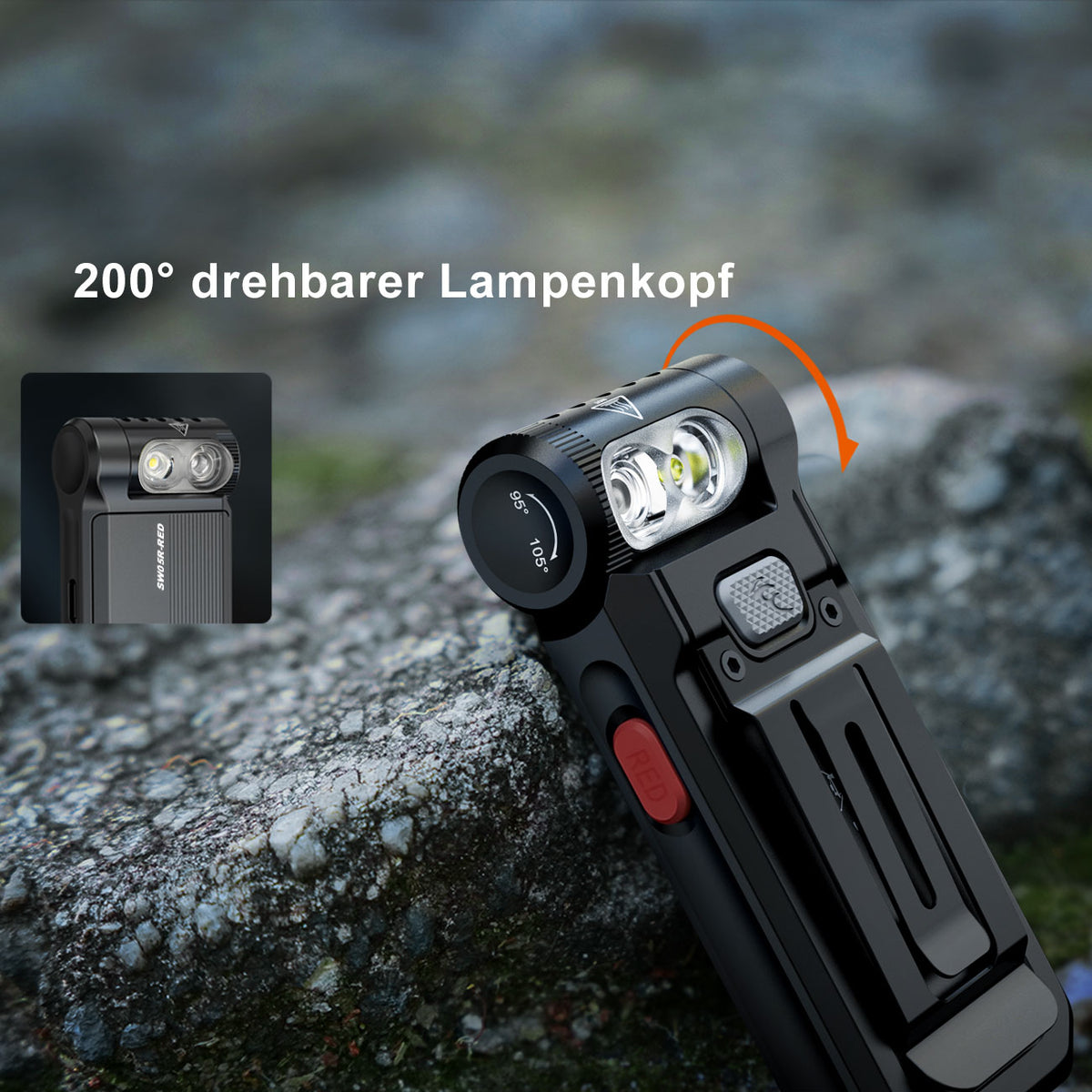Fenix SW05R-RED LED Taschenlampe 150 Lumen Weißlicht + Rotlicht USB-C schwarz (B-Ware)