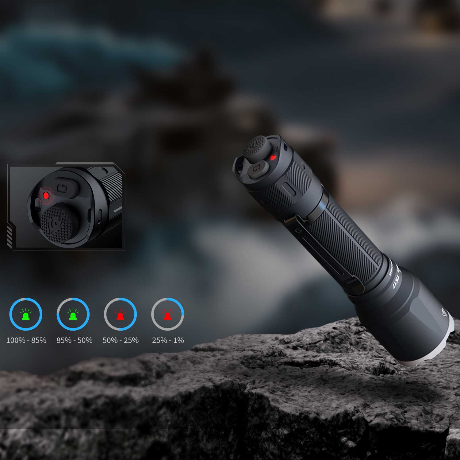 Fenix TK17 – Polizei Taschenlampe 3600 Lumen inkl. 6000mAh USB-C Akku – Detailansicht