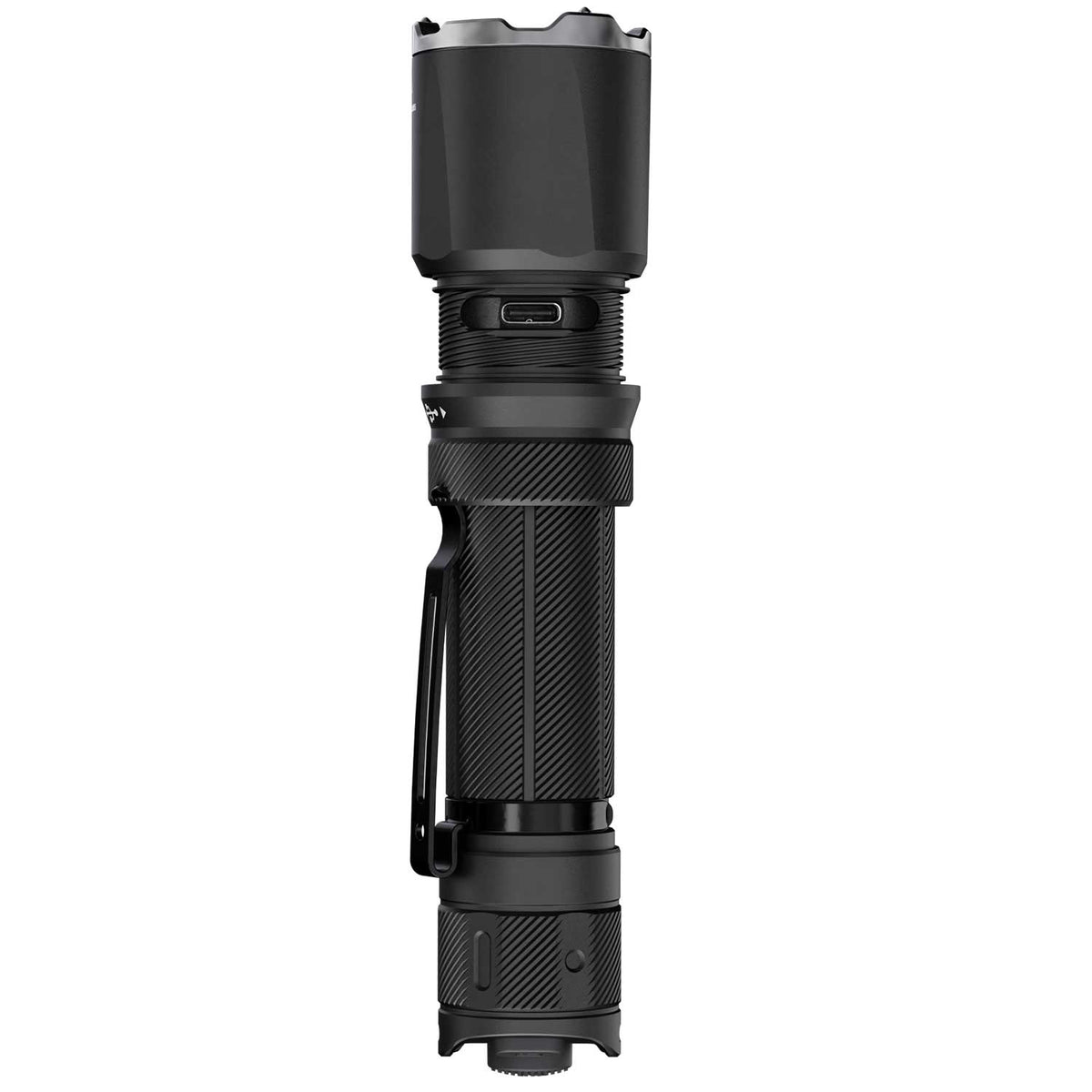 Fenix TK21R – Polizei Taschenlampe mit 3600 Lumen, 21700 Akku 6000mAh, USB-C – USB-C Ladefunktion, Bezel, Linse und Frontansicht
