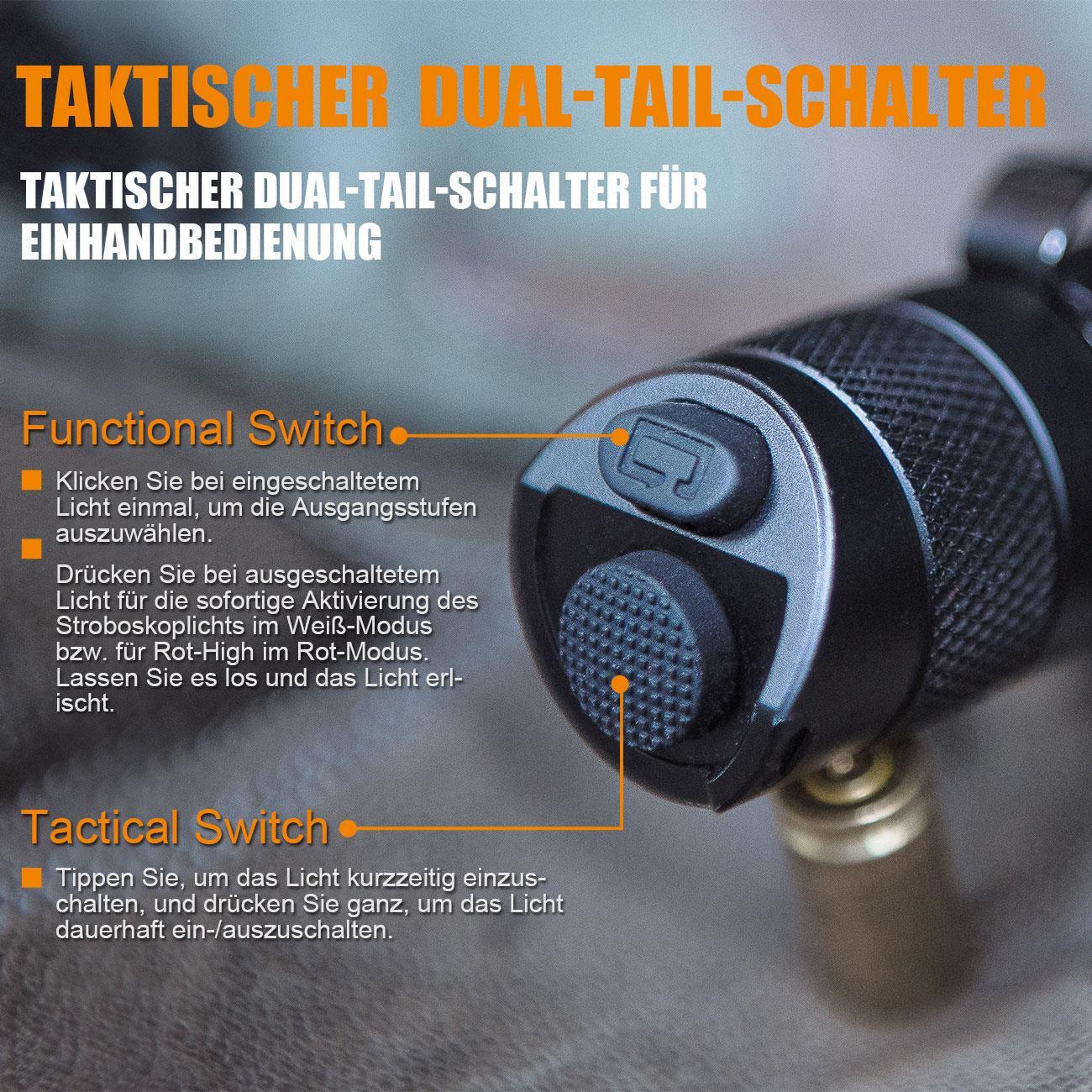 Fenix TK25 RED – Jagd Taschenlampe mit Rotlicht und 1000 Lumen Weißlicht – Detailansicht
