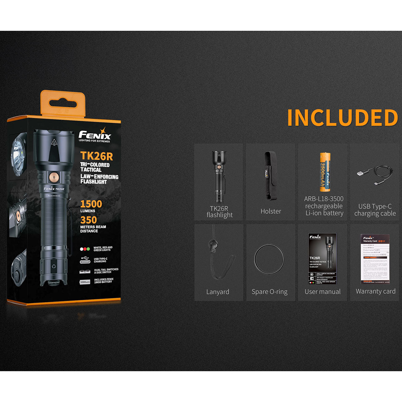 Fenix TK26R LED Taschenlampe 1500 Lumen – Detailansicht