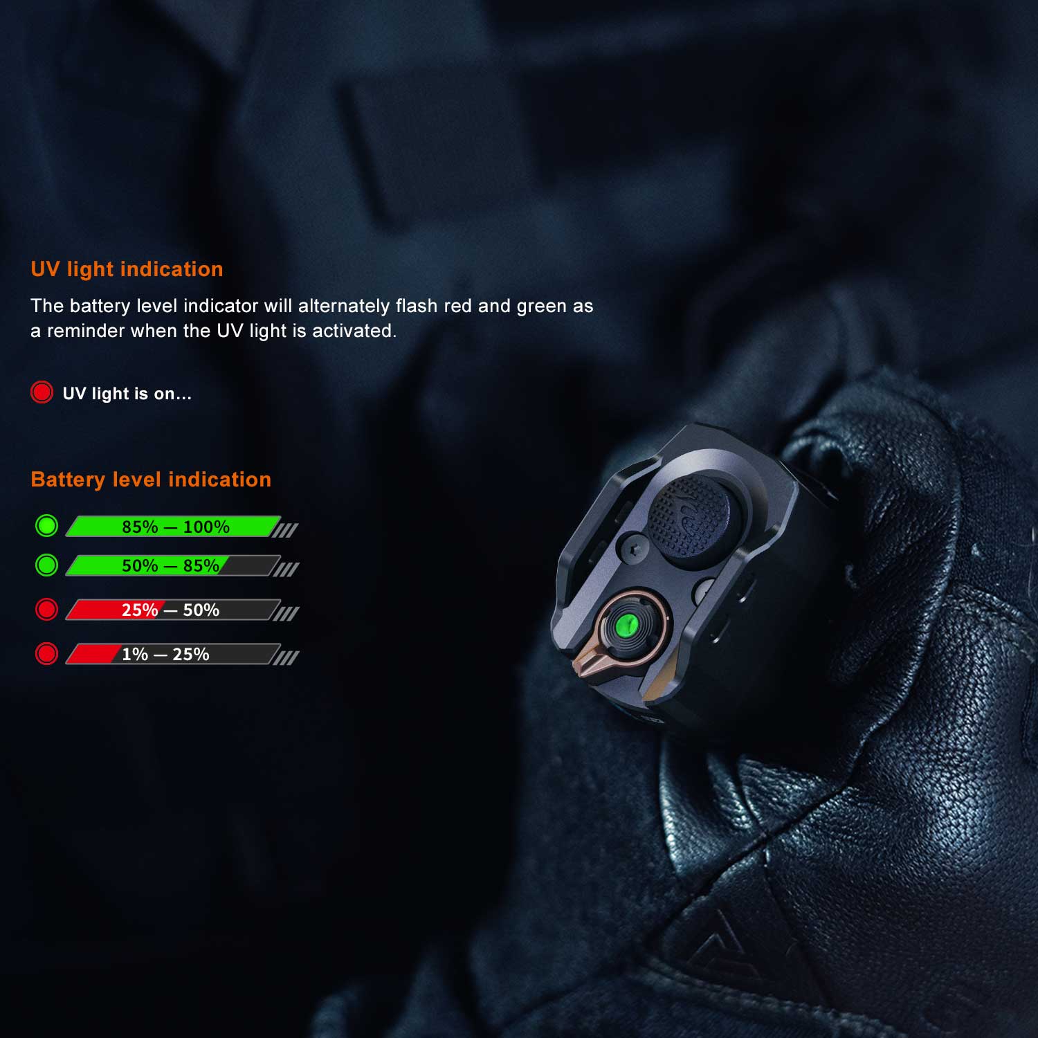 Fenix TK35R – Polizei Taschenlampe mit UV-Licht & Weißlicht 5800 Lumen Akku & USB-C – Detailansicht
