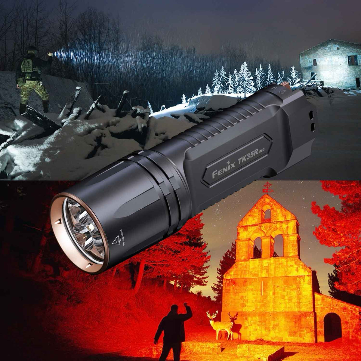 Fenix TK35R RED – Jagd Taschenlampe mit Rotlicht & Weißlicht 5800 Lumen Akku & USB-C