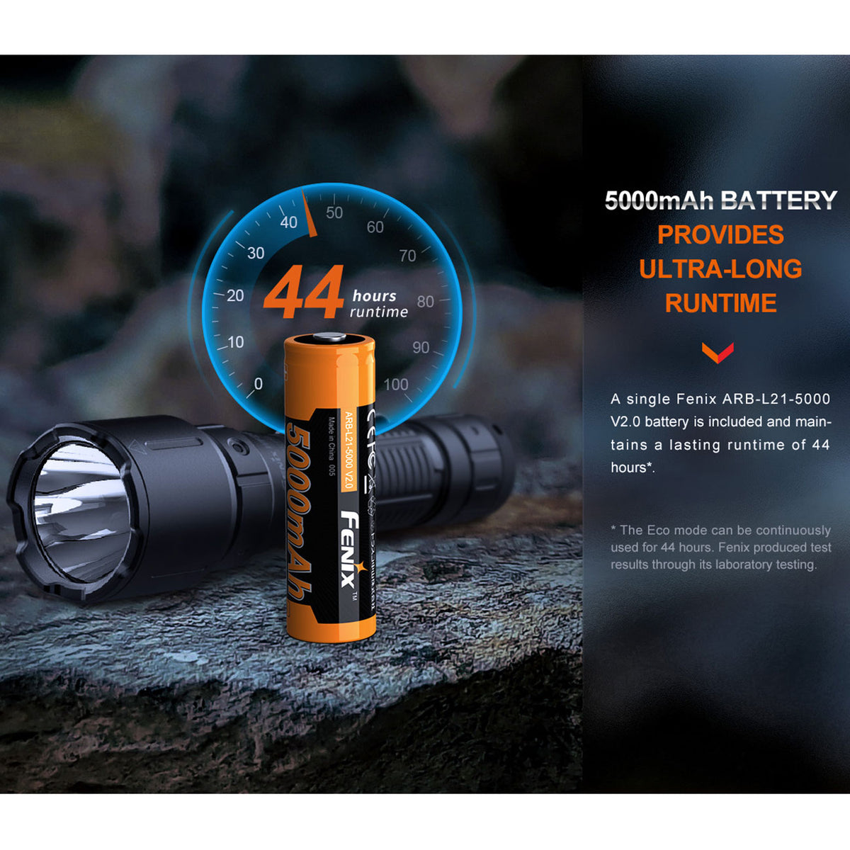 Fenix WF26R – Taschenlampe mit Ladestation für Polizei & Wachschutz, 3000 Lumen – Akku und Batteriefach