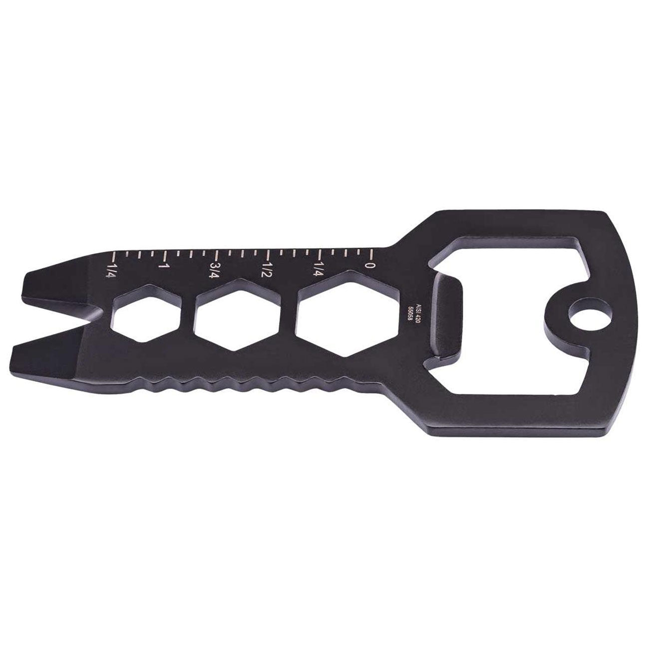 Herbertz Mini Tool schwarz 55058 - kleines Multitool aus Stahl mit 7 Funktionen