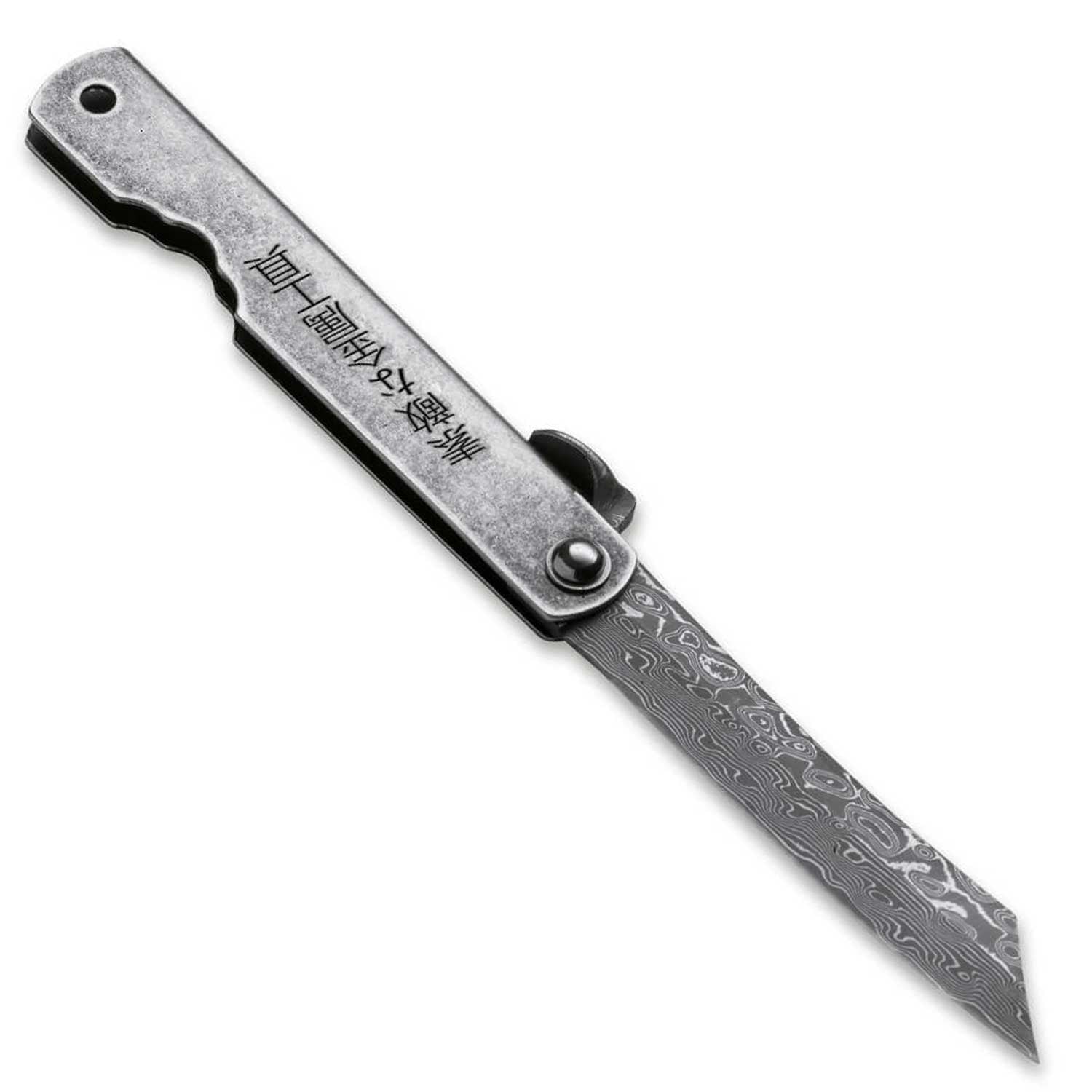 Higo Kinzoku Damascus - Japanisches Edelstahl Taschenmesser mit Damastklinge