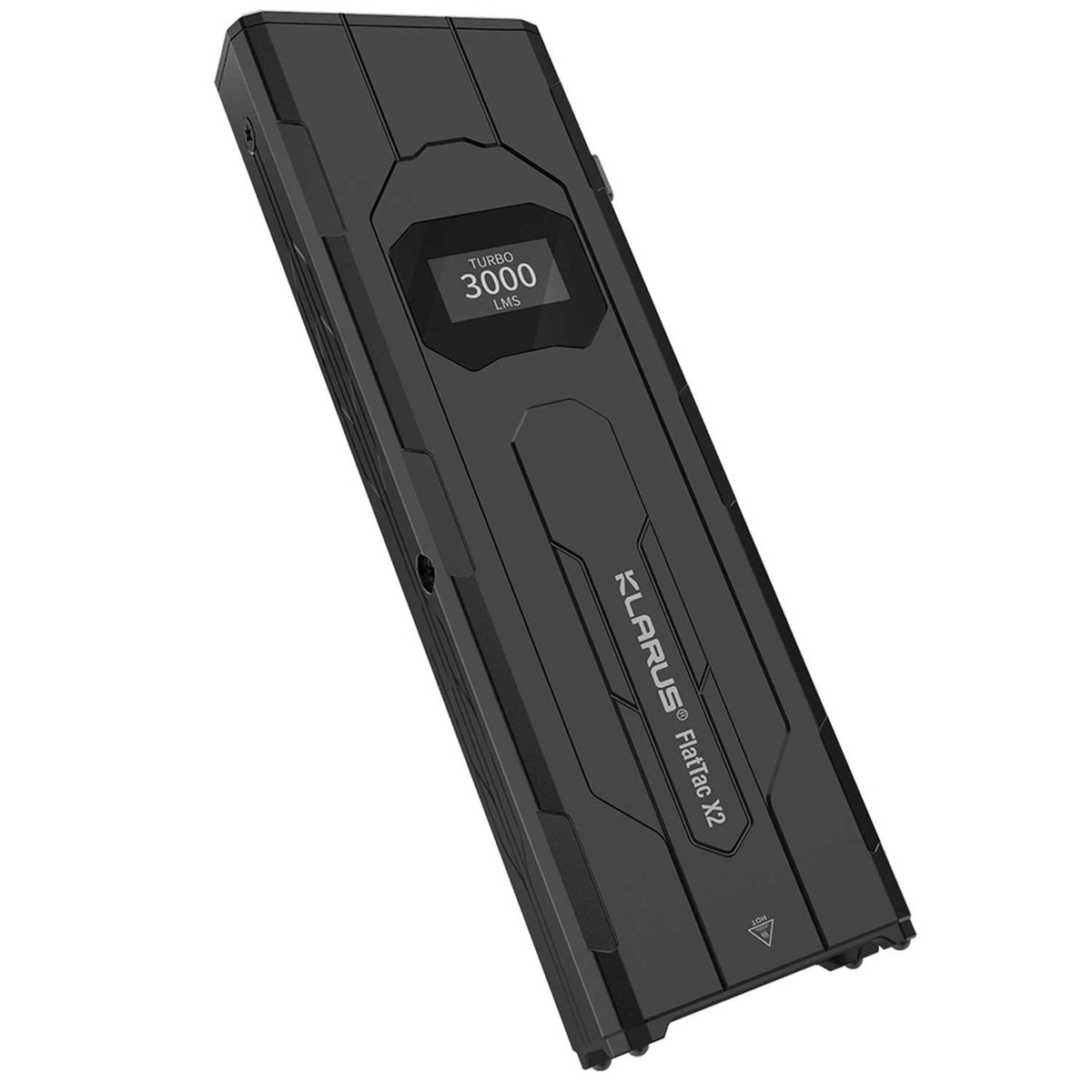 Klarus FlatTac X2 – flache EDC-Taschenlampe mit 3000 Lumen, OLED Display, USB-C – Detailansicht