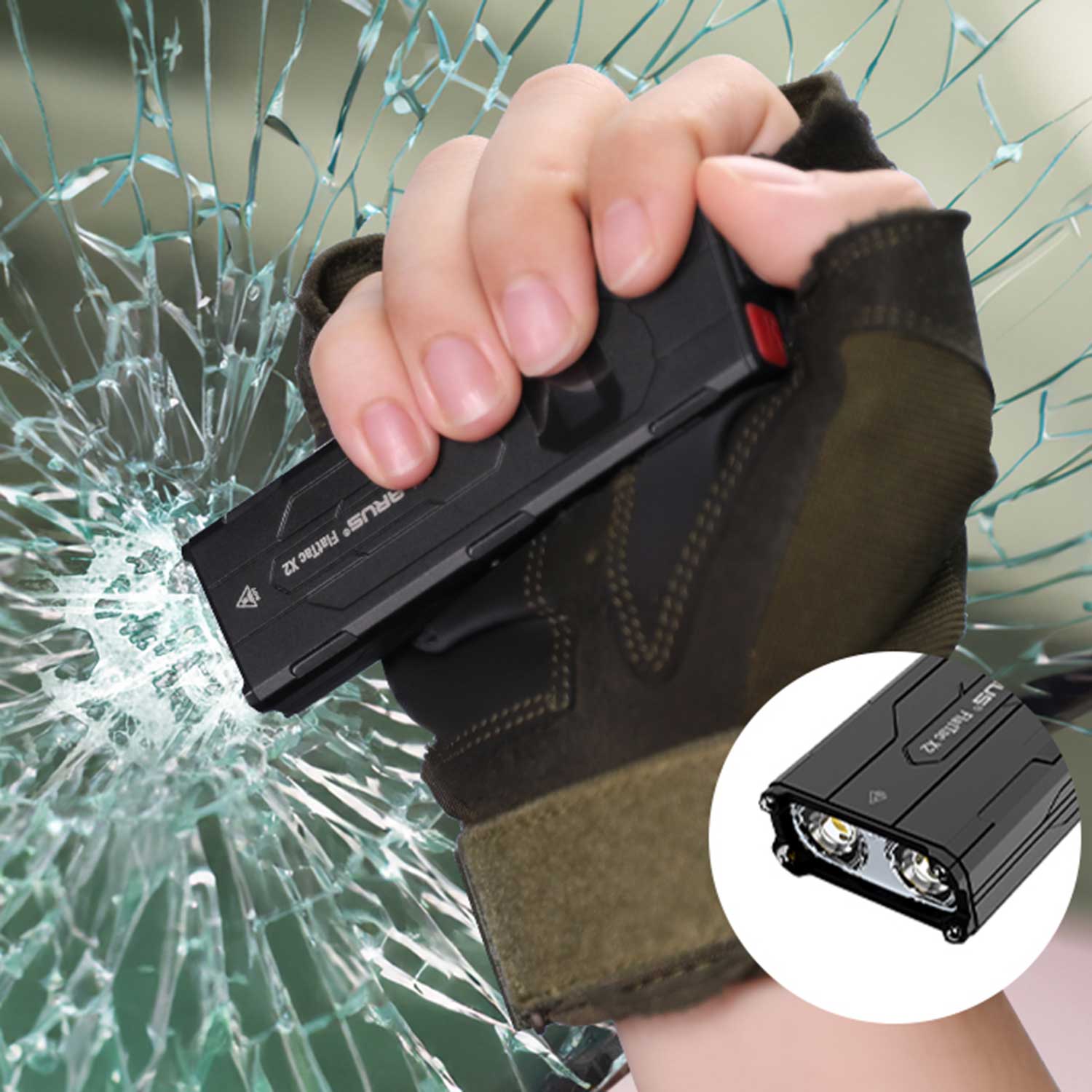 Klarus FlatTac X2 – flache EDC-Taschenlampe mit 3000 Lumen, OLED Display, USB-C – Detailansicht