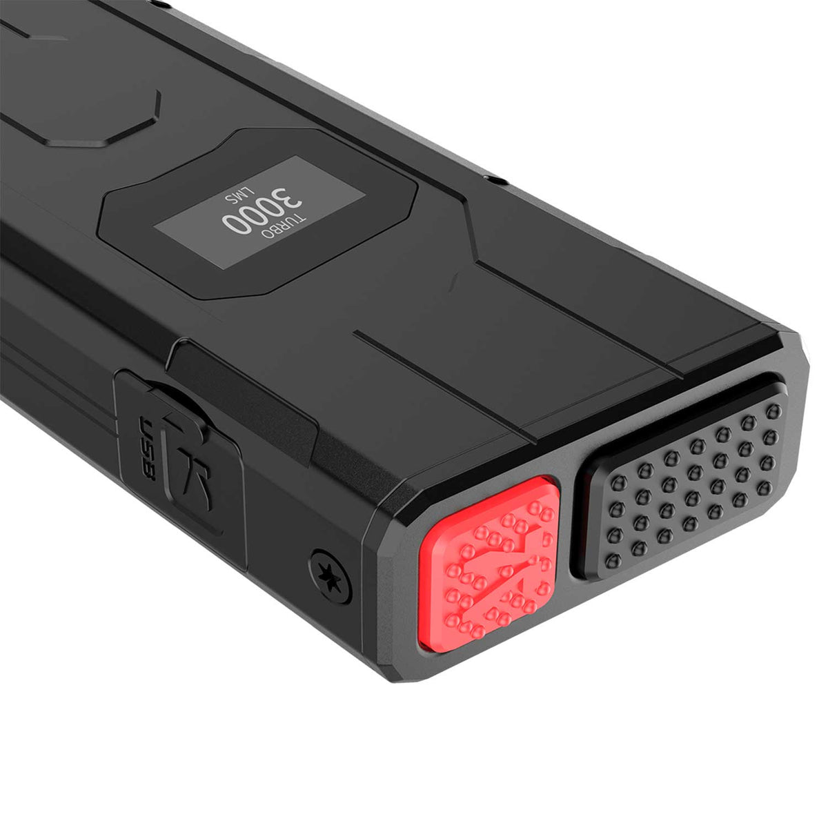 Klarus FlatTac X2 – flache EDC-Taschenlampe mit 3000 Lumen, OLED Display, USB-C – Detailansicht
