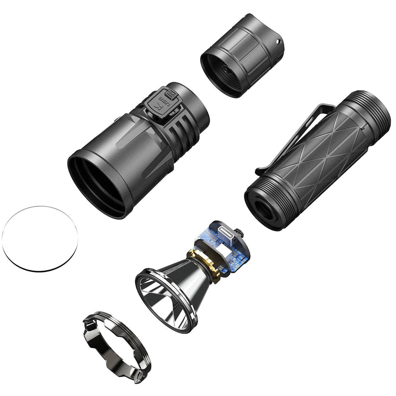 Klarus XT21X Pro – Polizei Taschenlampe 4400 Lumen mit Akku & USB-C – Detailansicht