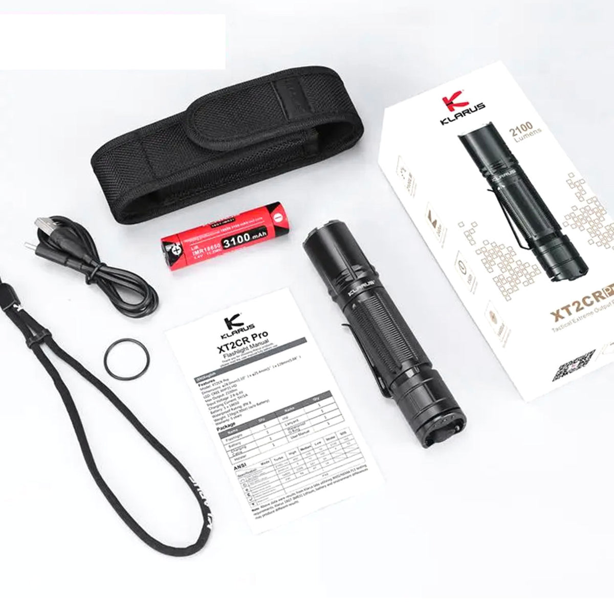 Klarus XT2CR PRO LED Taschenlampe 2100 Lumen in 2 Farben – Detailansicht