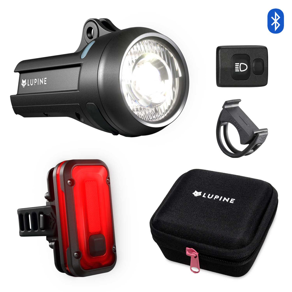 Lupine SL Grano F & Rotlicht Pro BT Bundle – StVZO-Fahrradlichtset mit Bluetooth – Rotlicht, Fahrradlicht mit StVZO-Zulassung – Detailansicht 1