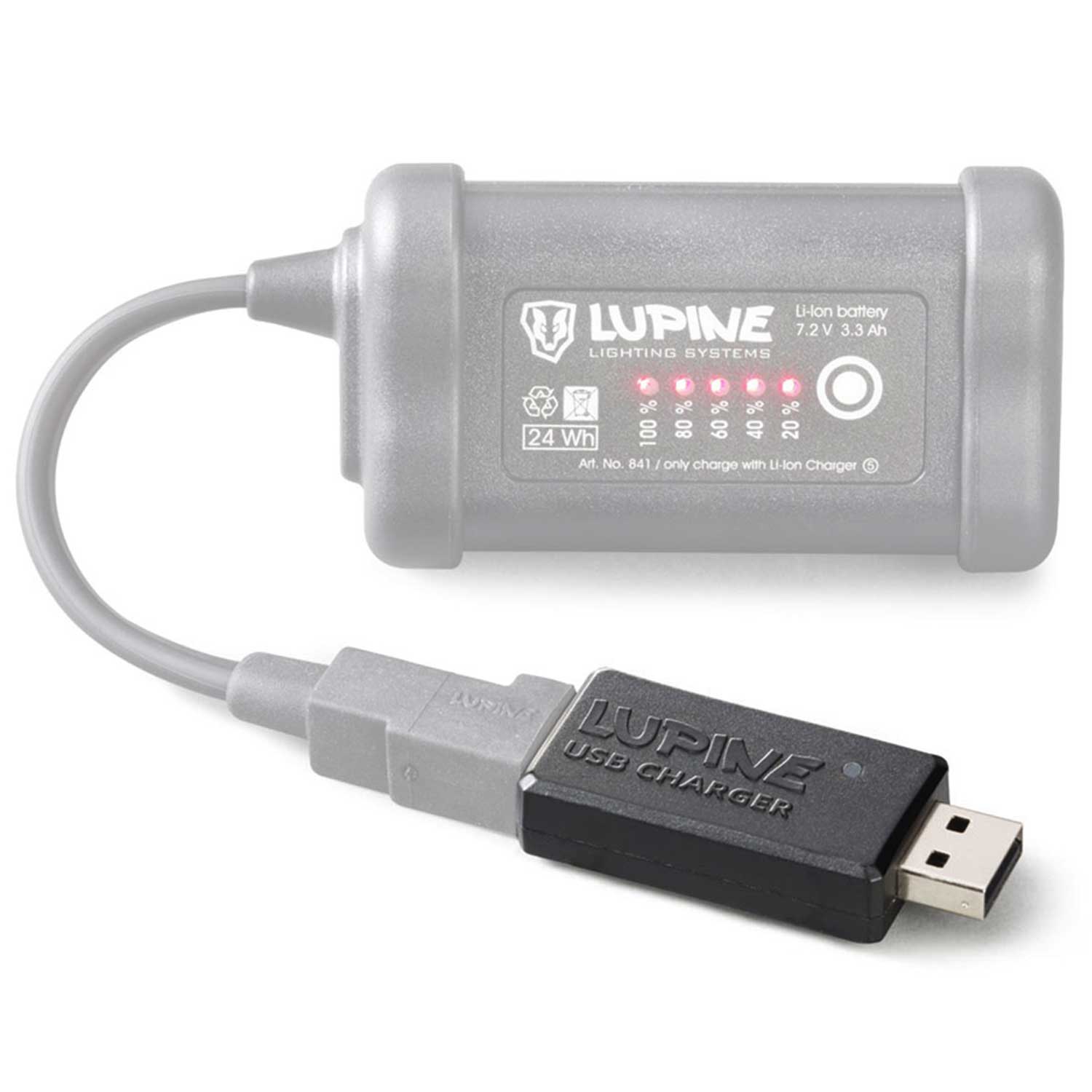 Lupine USB Charger – Ladeadapter für 7,2 V Akkus – Detailansicht