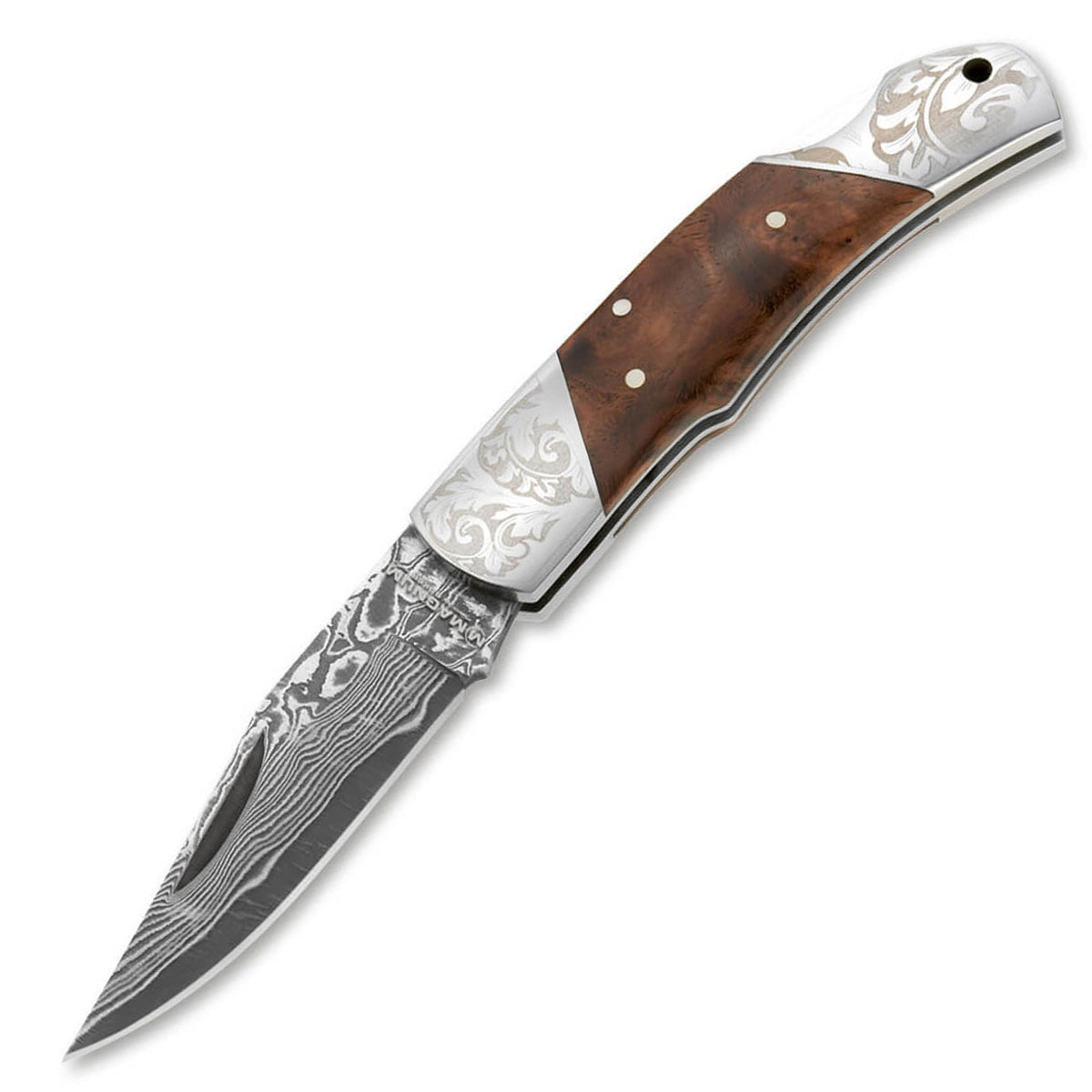 Magnum Damascus Duke - Damast Taschenmesser mit edler Wurzelholzbeschalung