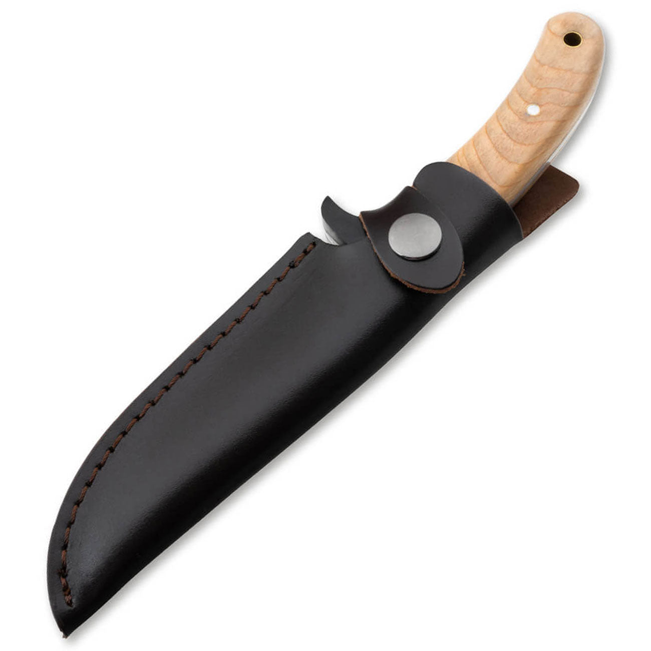 Magnum Elk Hunter - Outdoormesser mit Wurzelholzgriff und Lederscheide – Etui und Tragezubehör