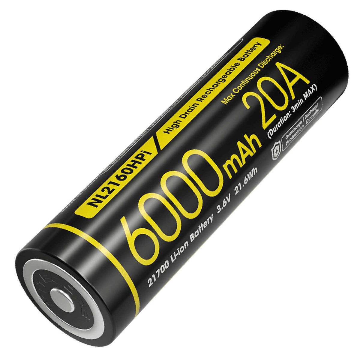 Nitecore Li-Ion Akku NL2160HPi 21700 3,6V 6000mAh 20A Schutzschaltung
