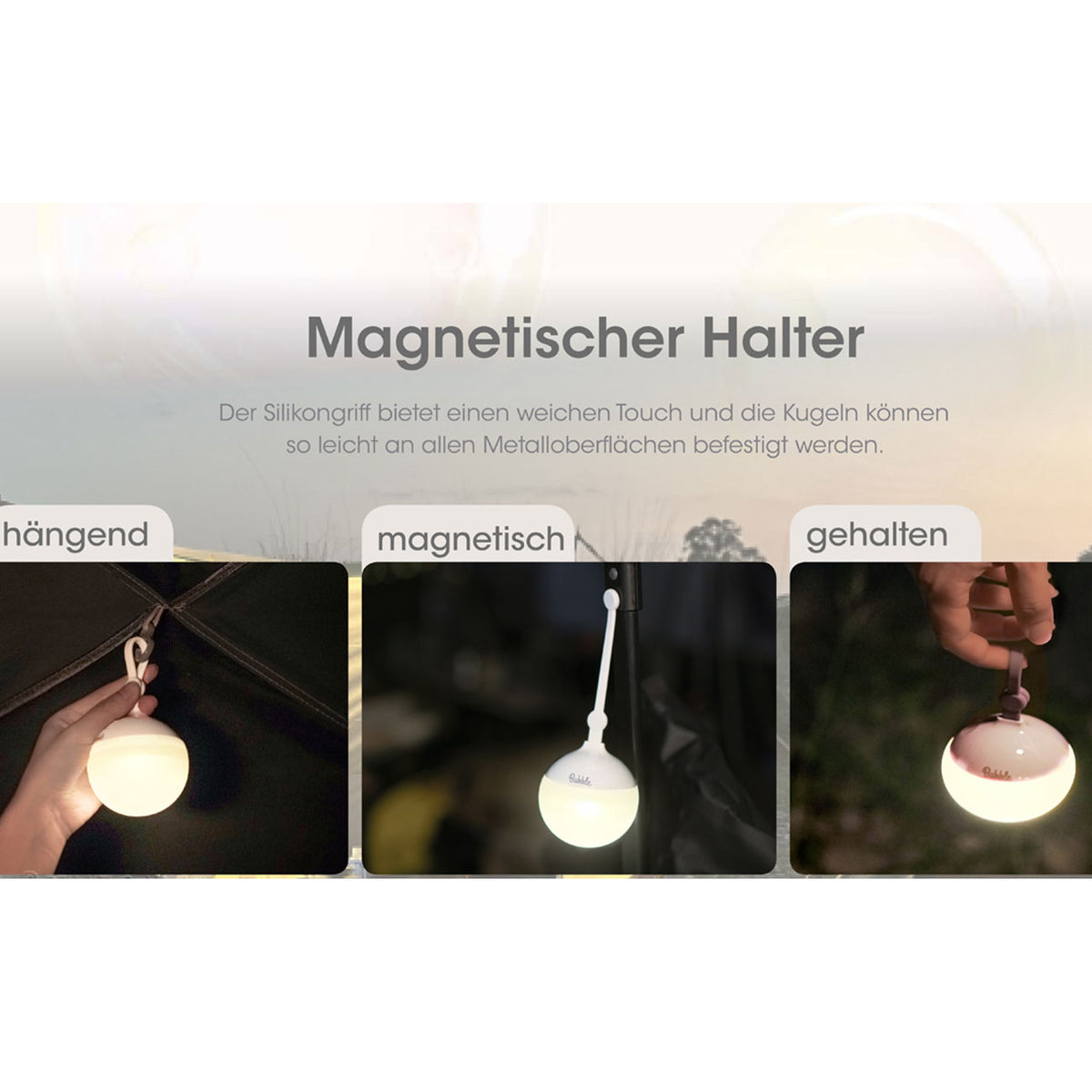 Nitecore Bubble lila – Campingleuchte 100 Lumen 2700k Magnet 3 x AAA Batterie – Detailansicht