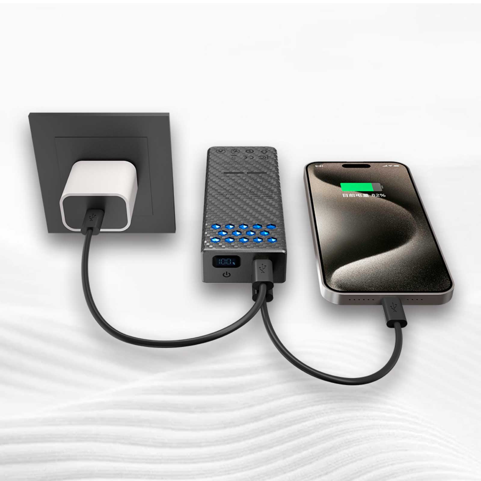 Nitecore CARBO 20 Powerbank 20.000mAh - Ansicht 2x USBC Anschluß