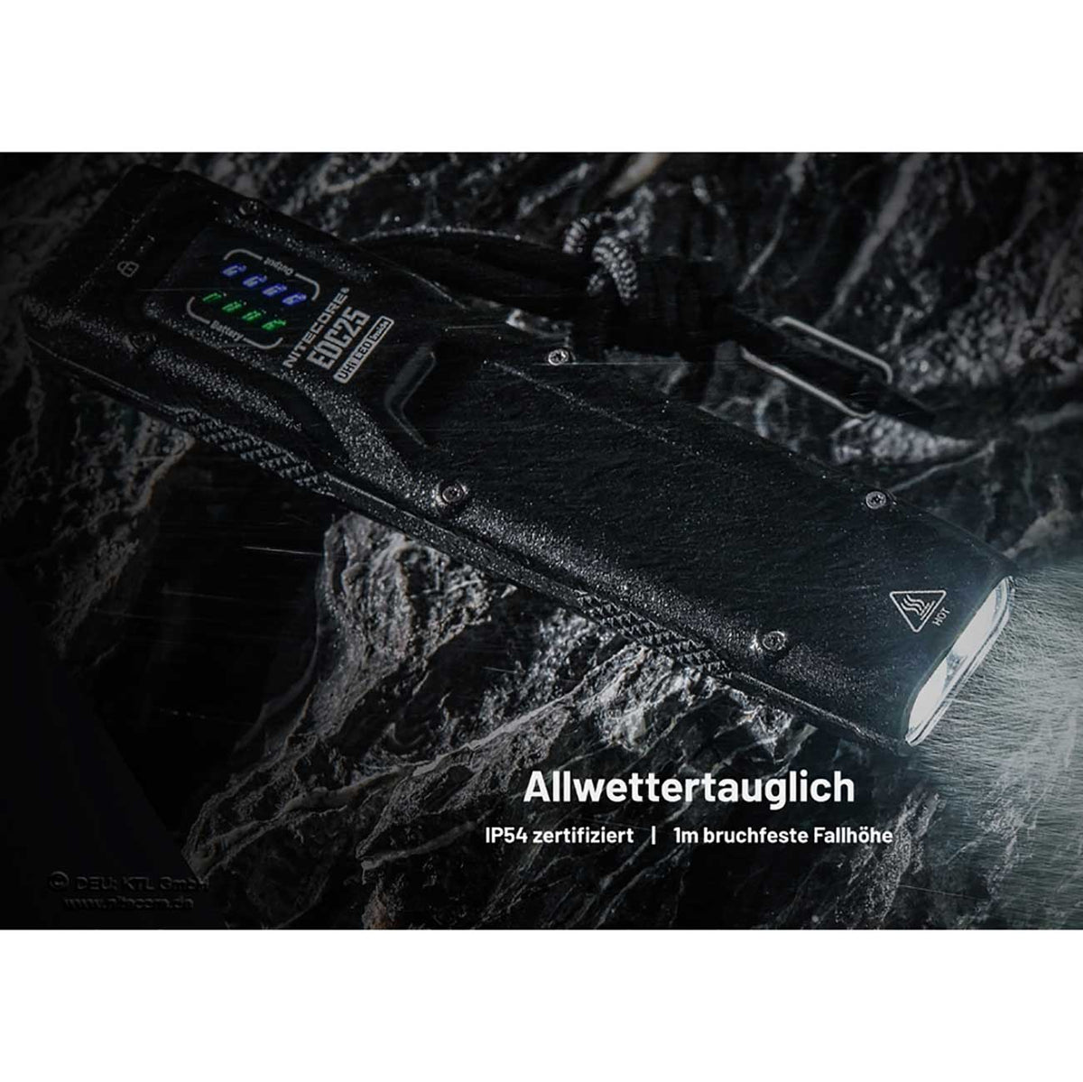 Nitecore EDC25 LED Taschenlampe 3000 Lumen – Detailansicht