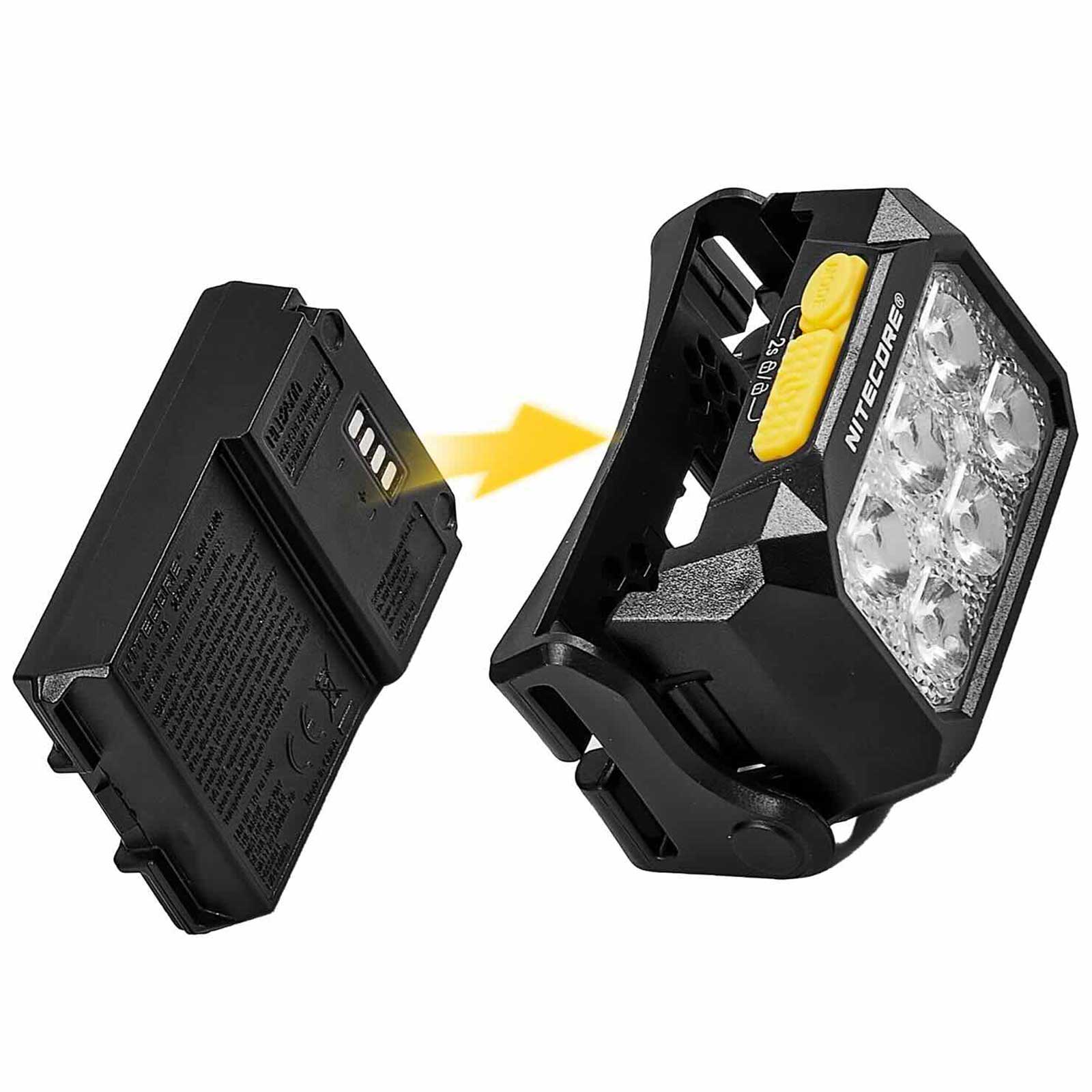 Nitecore HA29 UHE – Stirnlampe mit 3 Lichtfarben, 1200 lm, Rotlicht, USB-C Akku – USB-C Ladeanschluss / Akku und Energieversorgung