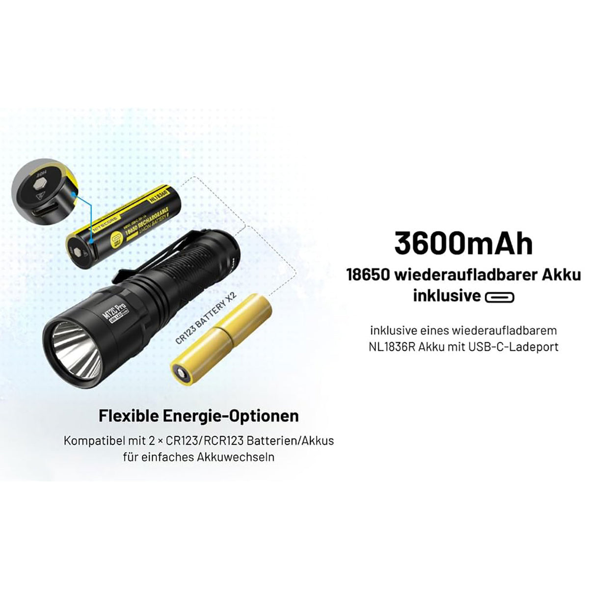Nitecore MT2C PRO - 1800 Lumen LED Taschenlampe – Detailansicht