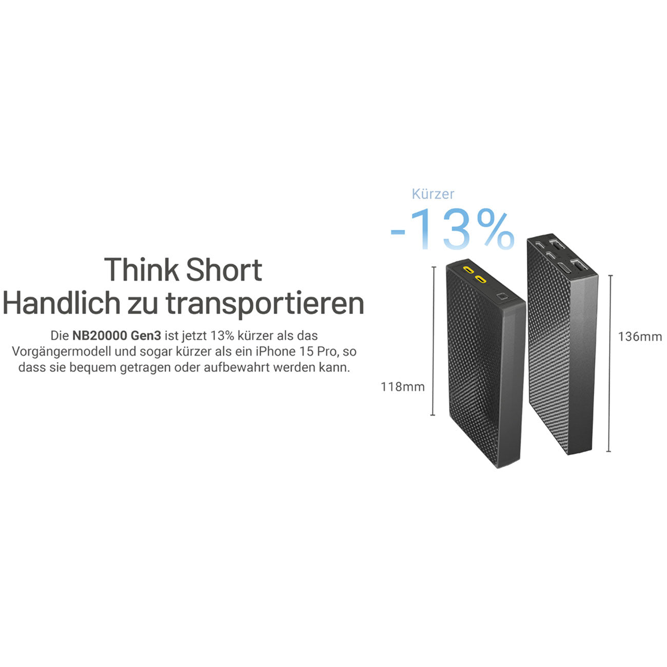 Nitecore NB20000 GEN3 – Carbon Powerbank 20.000mAh, Dual USB-C, Pass-Through – Produktansicht – Detailansicht 6