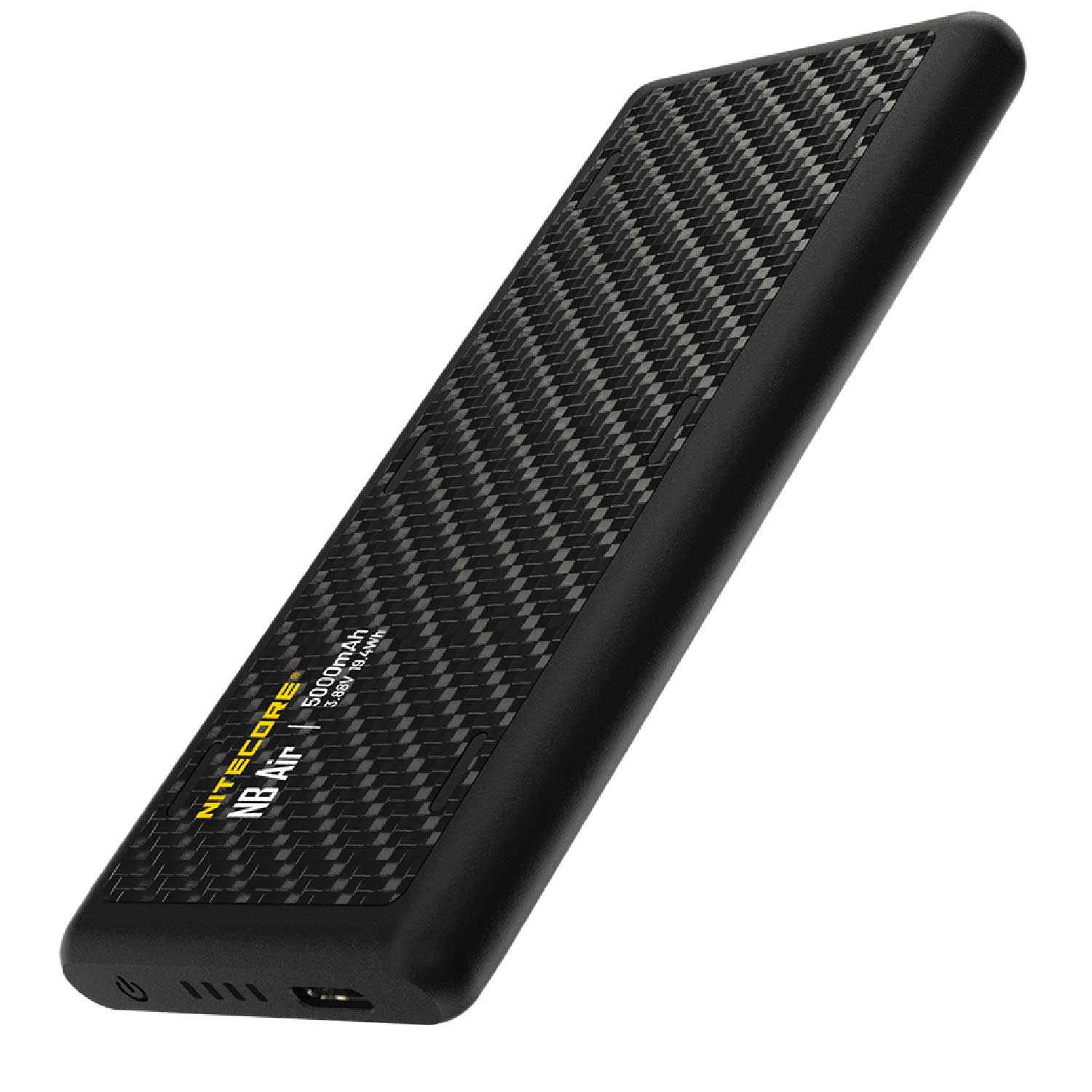 Nitecore NB Air – Leichte Carbon Powerbank 5000mAh, USB-C, PD & QC 3.0, IPX7 – Akkukapazität, USB-C Ladefunktion – Detailansicht 3
