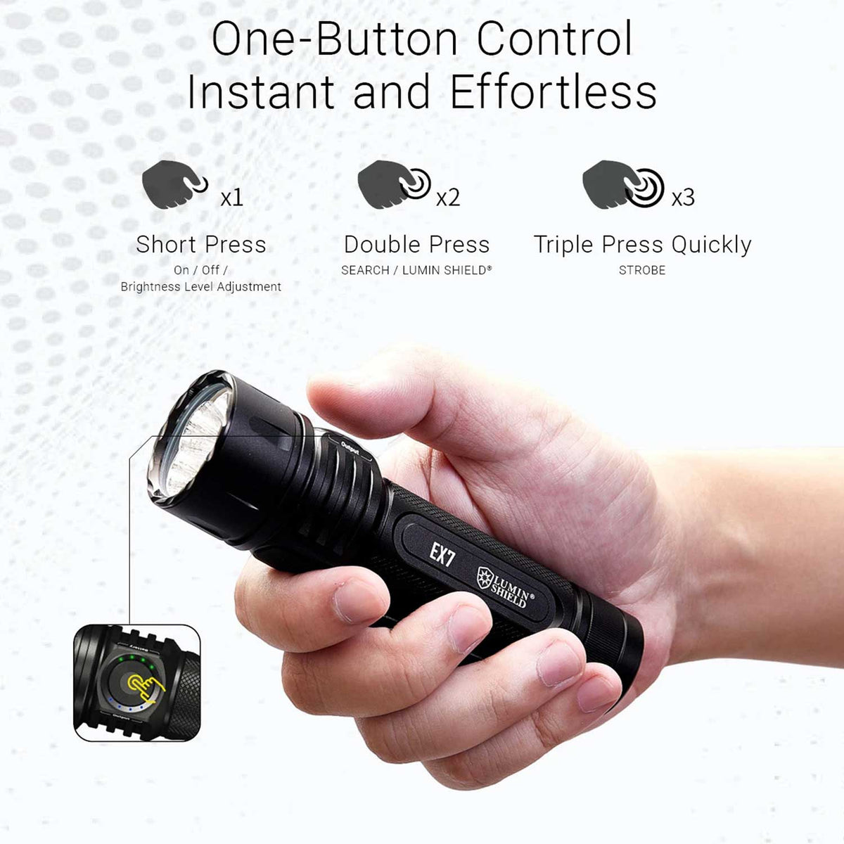 Nitecore EX7 - LED Taschenlampe mit Akku 6000 Lumen Spot- & Flutlicht USB-C – Detailansicht